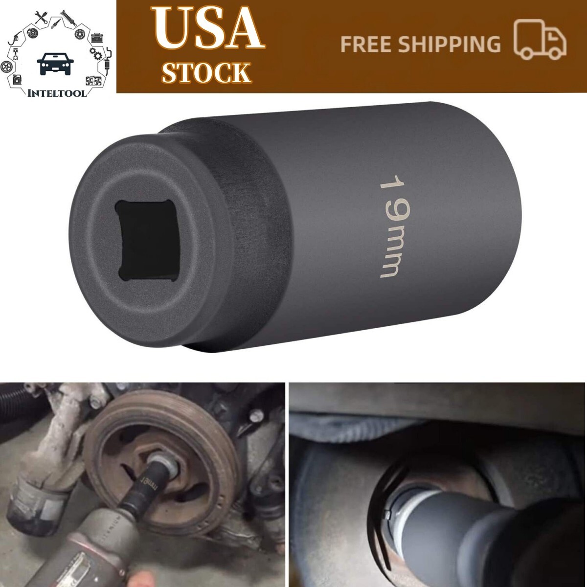 77080 Harmonic Balancer Socket Tool 19mm Crank Bolt Socket for Honda Engines