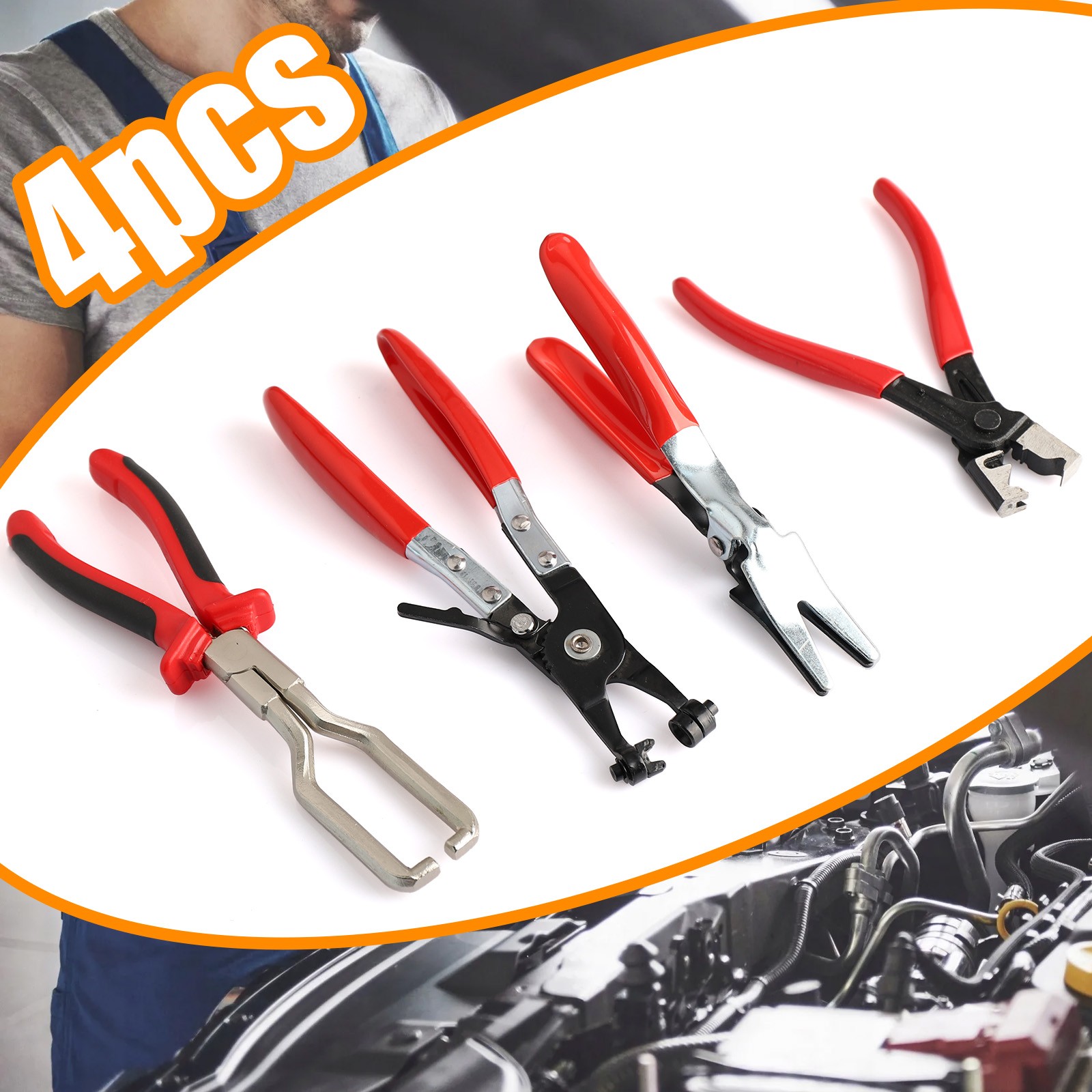 4Pcs Hose Clamp Pliers Remover Kit Water Pipe Fuel Spring Removal Tool Pipe Clip