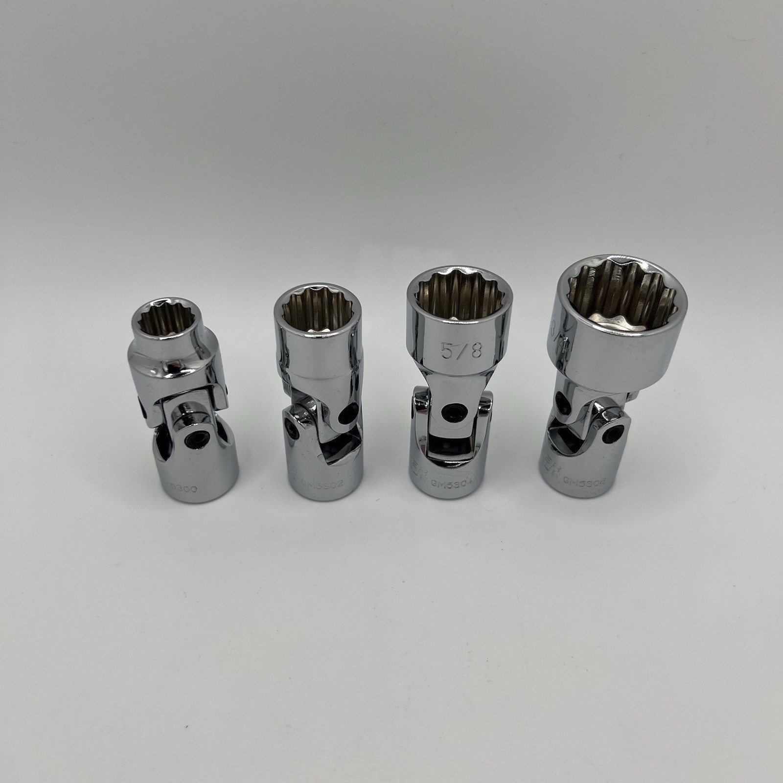 Power Torque 4pc 3/8″ Drive 12 Point Swivel Sockets SAE Standard Chrome Lot Of 4
