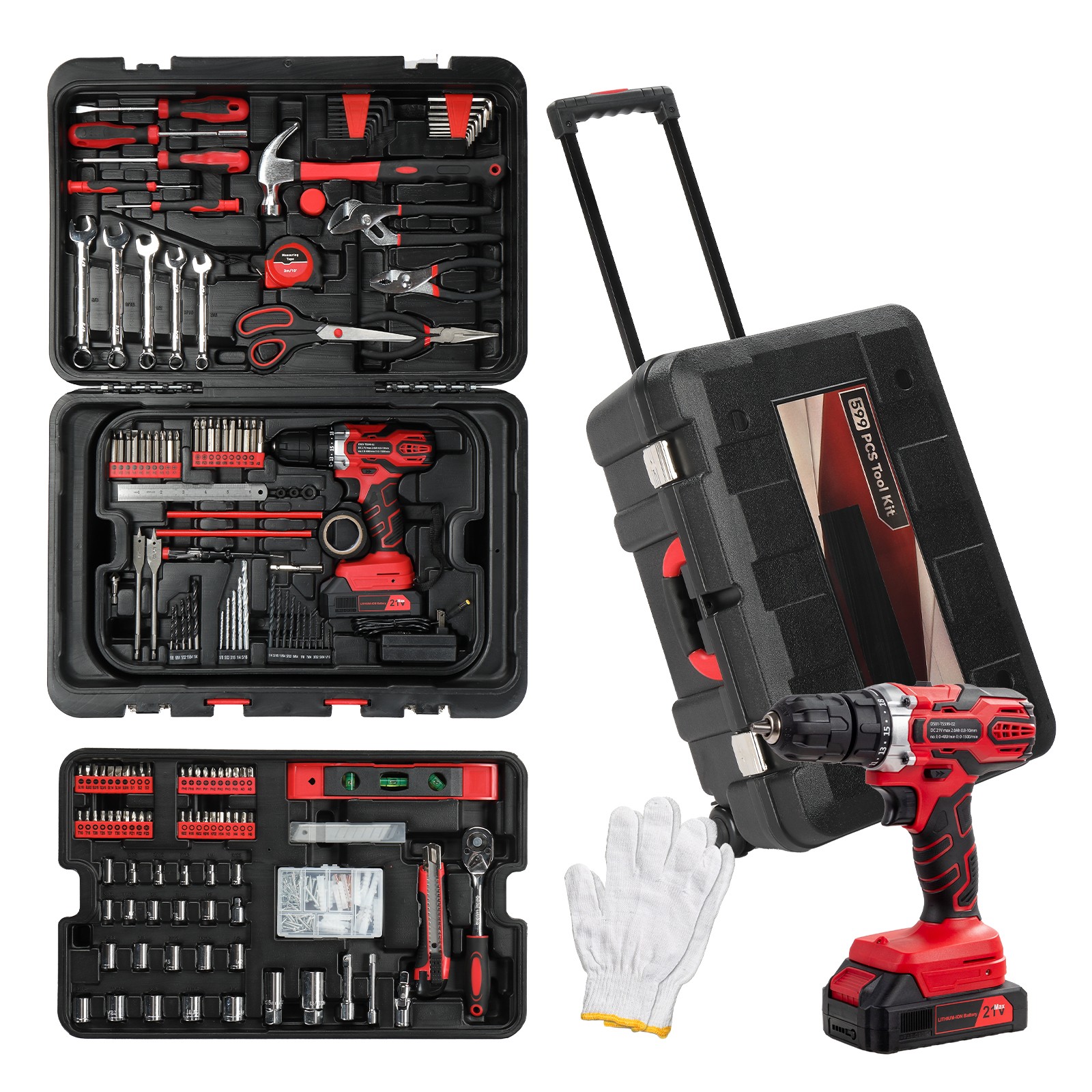 599 Pcs Tool Set Mechanics Tool Kit Wrenches Socket Screwdrivers w/ Trolley Case