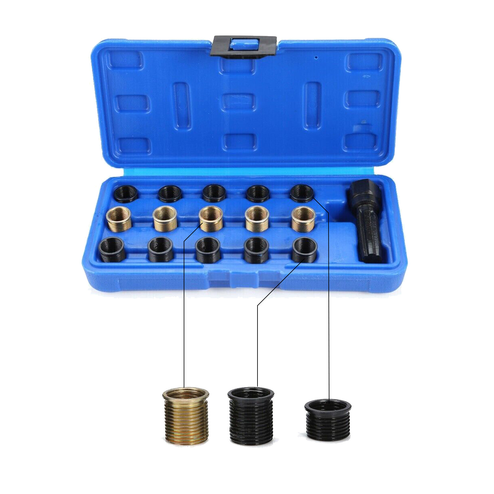 M14 x 1.25 mm Thread Reamer Inserts Kit Spark Plug Rethread Repair Tap Tool