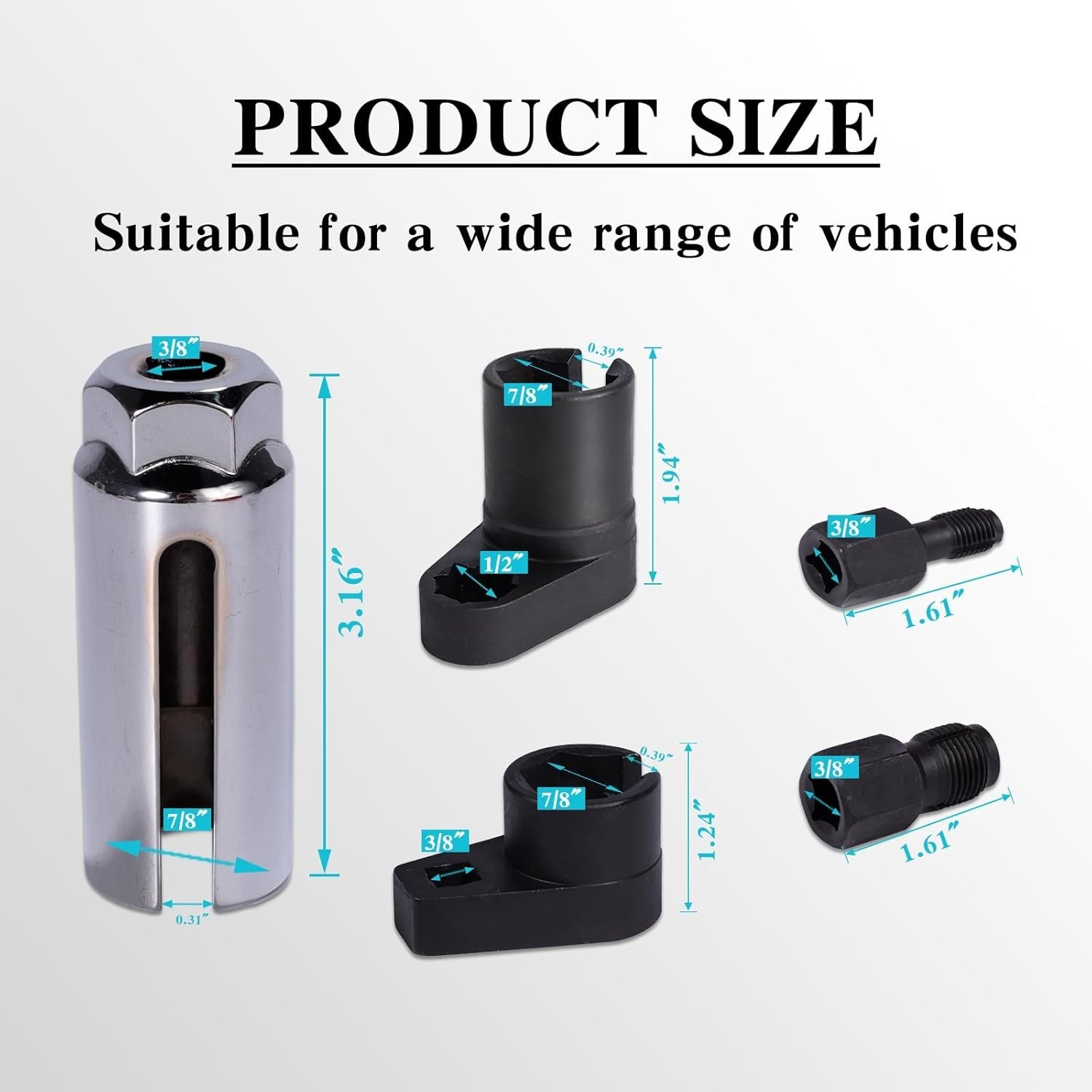 5PC Forged O2 Oxygen Sensor Socket Thread Chaser Set Removal Tool Kit