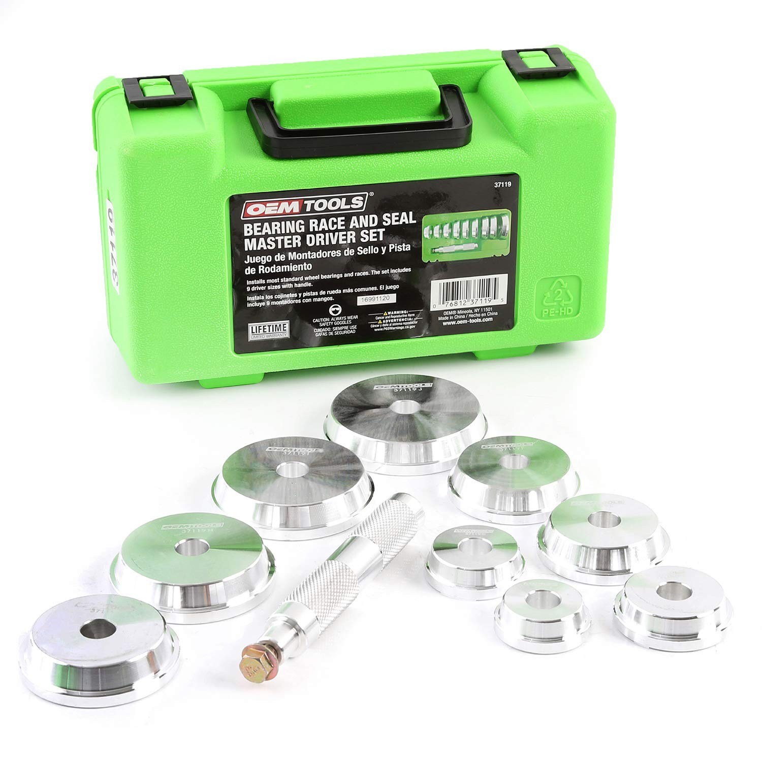 OEMTOOLS 37119 10 Piece Bearing and Race Installer Set, Seal One Size, Green