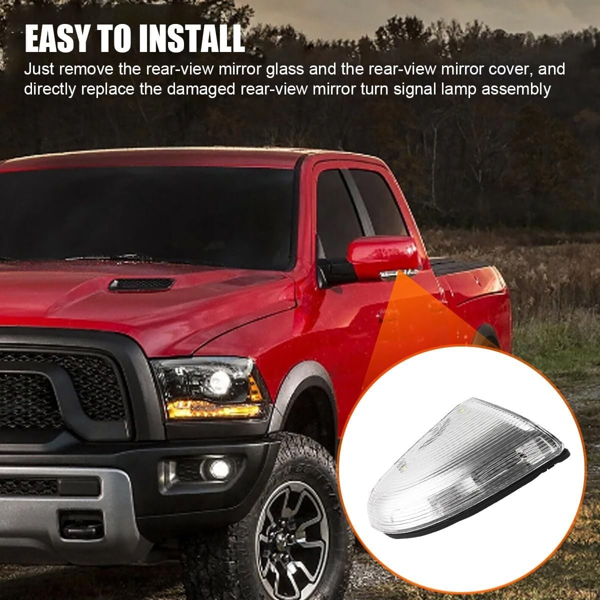 Front Mirror Turn Signal Puddle Light for Dodge Ram 1500 2009-2018,Side Marker L