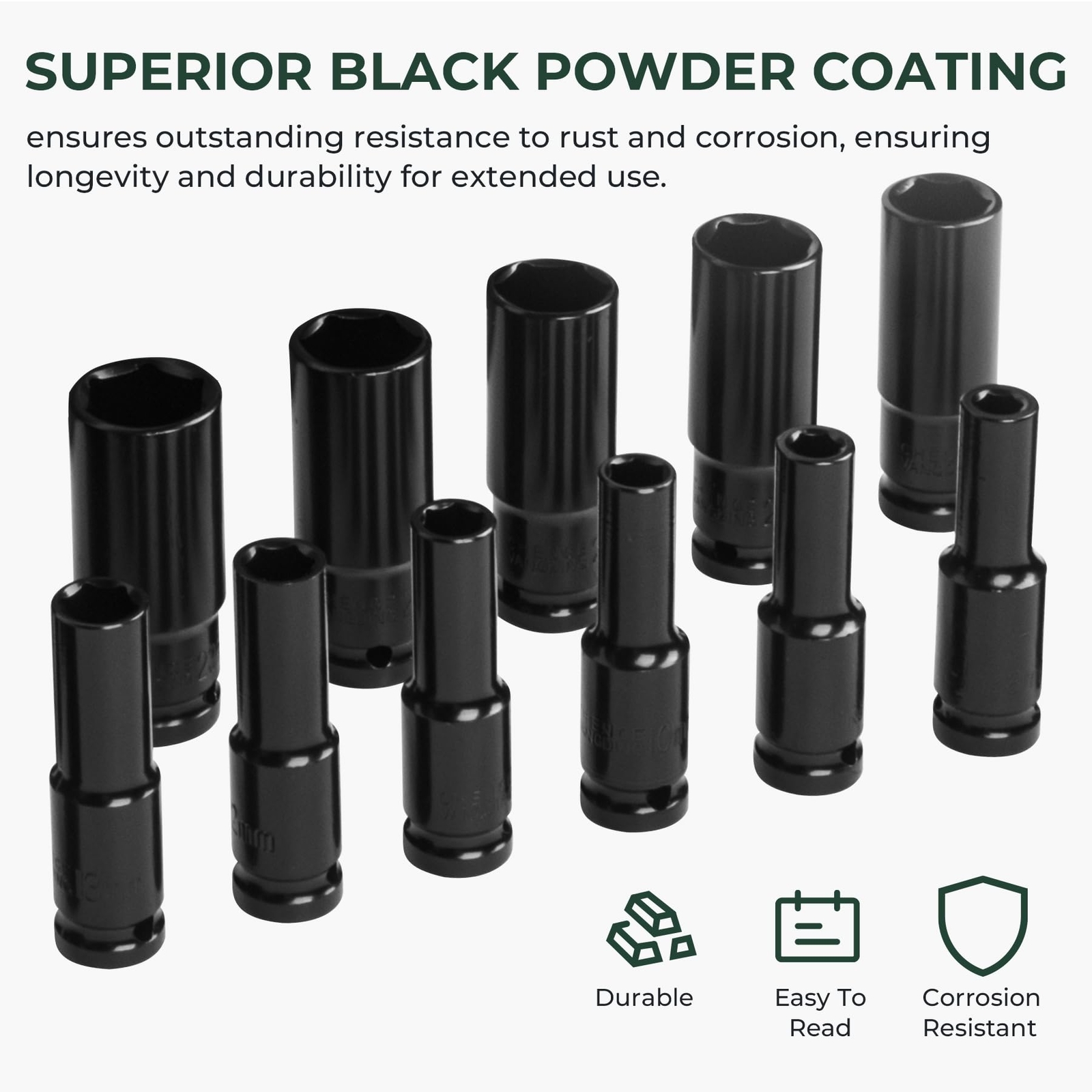 20Pcs 1/2″ Drive Impact Socket Set Standard Metric Sizes(8-32mmm) Tools Kit