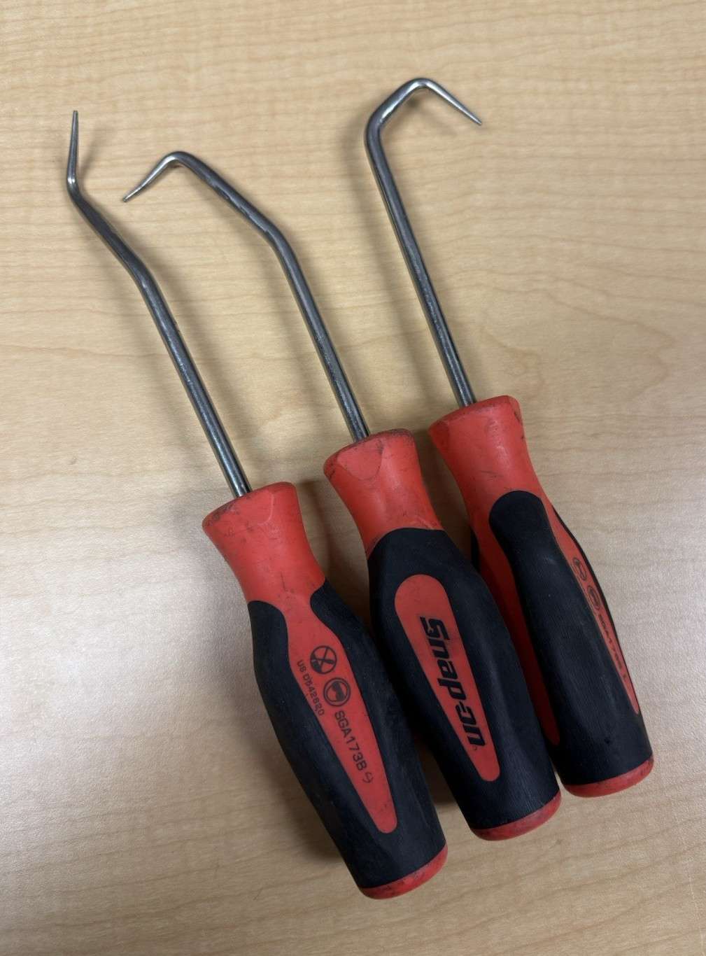Snap-On Tools Radiator Hose Picks SGA173B, 174B, & 175B Red/Black Handle