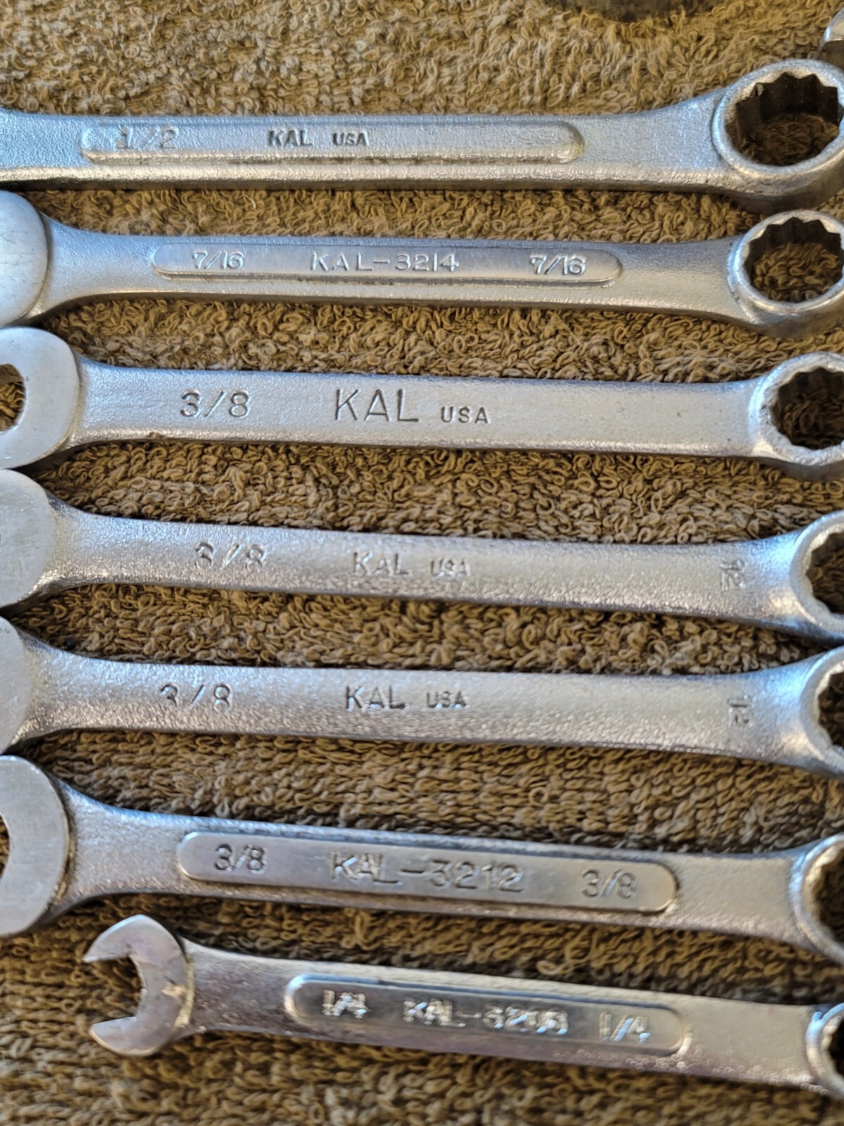 16 KAL Sae Combination Wrench Set 1-1/2 1-1/8 1″ 15/16 7/8 3/4 11/16 5/8 1/2 USA