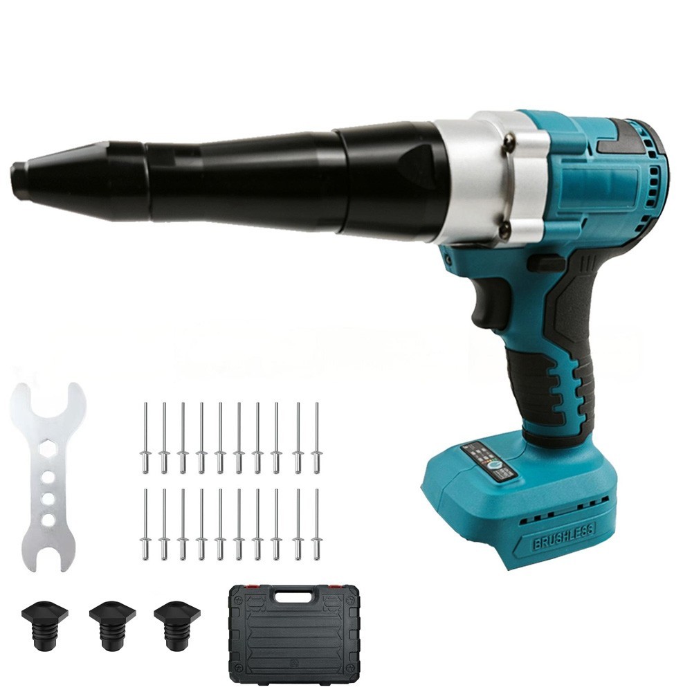 For Makita LXT 18V Battery Brushless Electric Rivet Gun Kit + 20 Rivets & LED