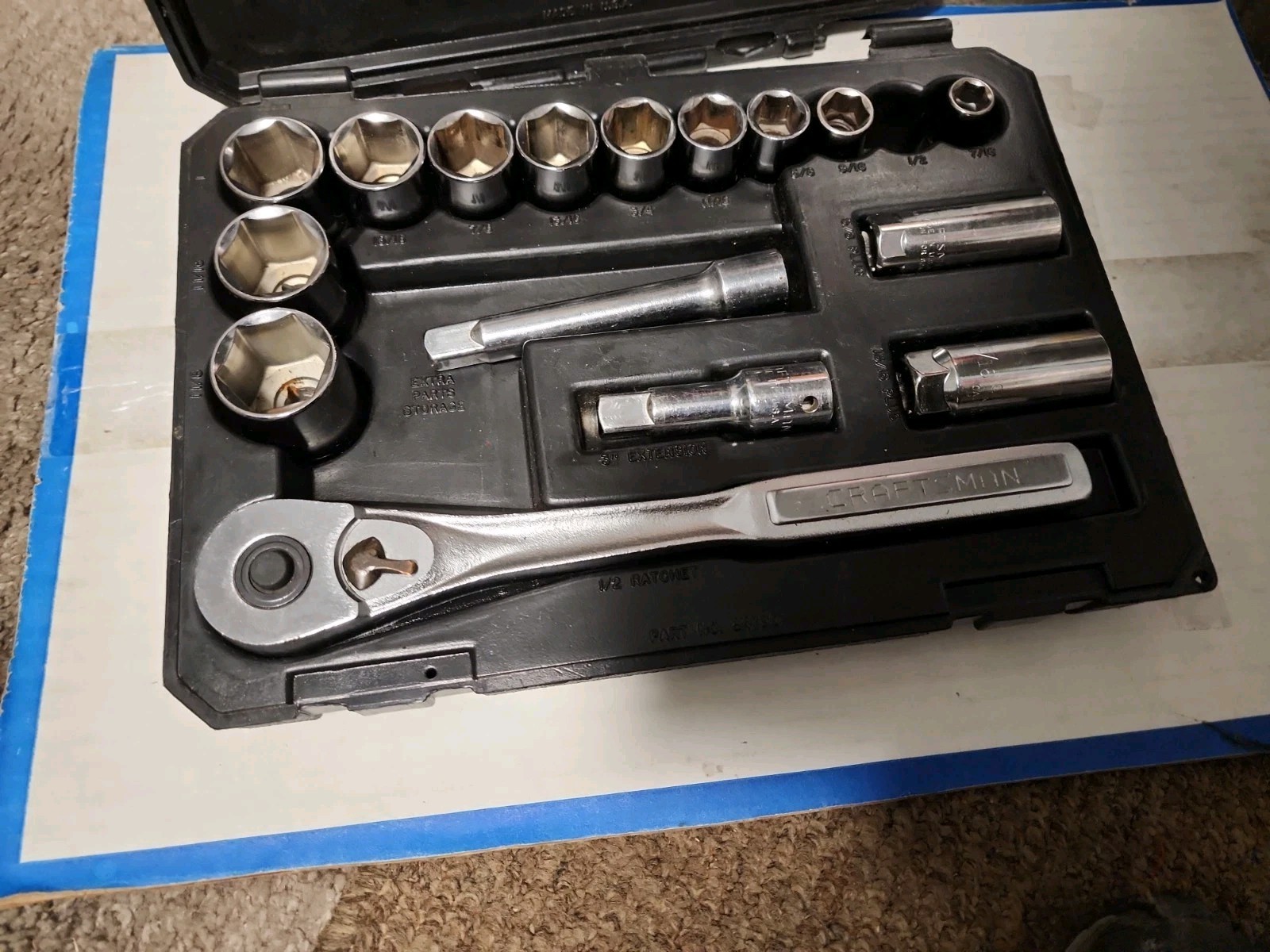 Craftsman USA 16-PC 1/2″ Drive 6 Point SAE Socket Wrench Set With Case #34790