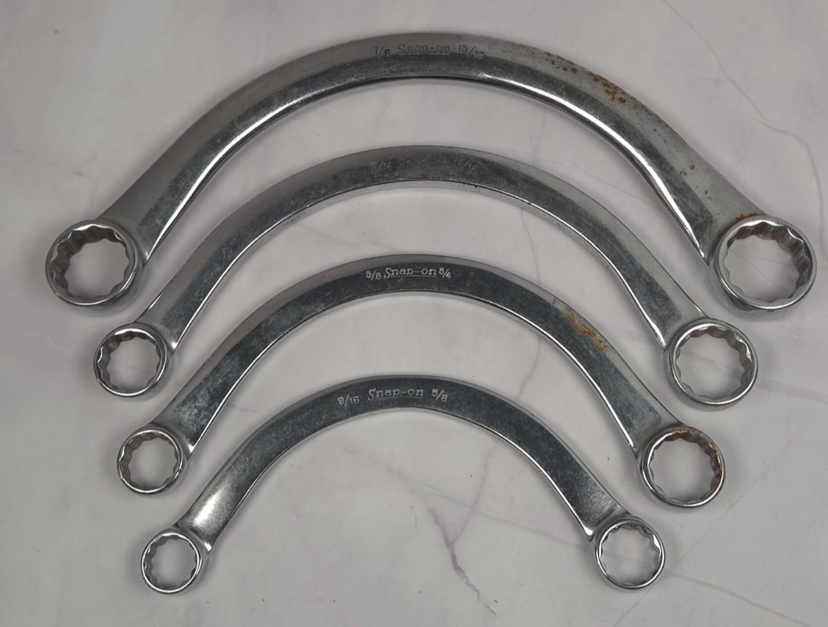 Snap On Tools Half Moon Curved Obstruction Box End Wrenches SAE 12pt 4 pieces