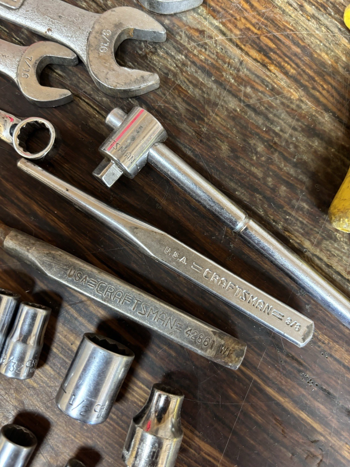Lot Of 28 Craftsman assorted Wrenches, sockets and extras