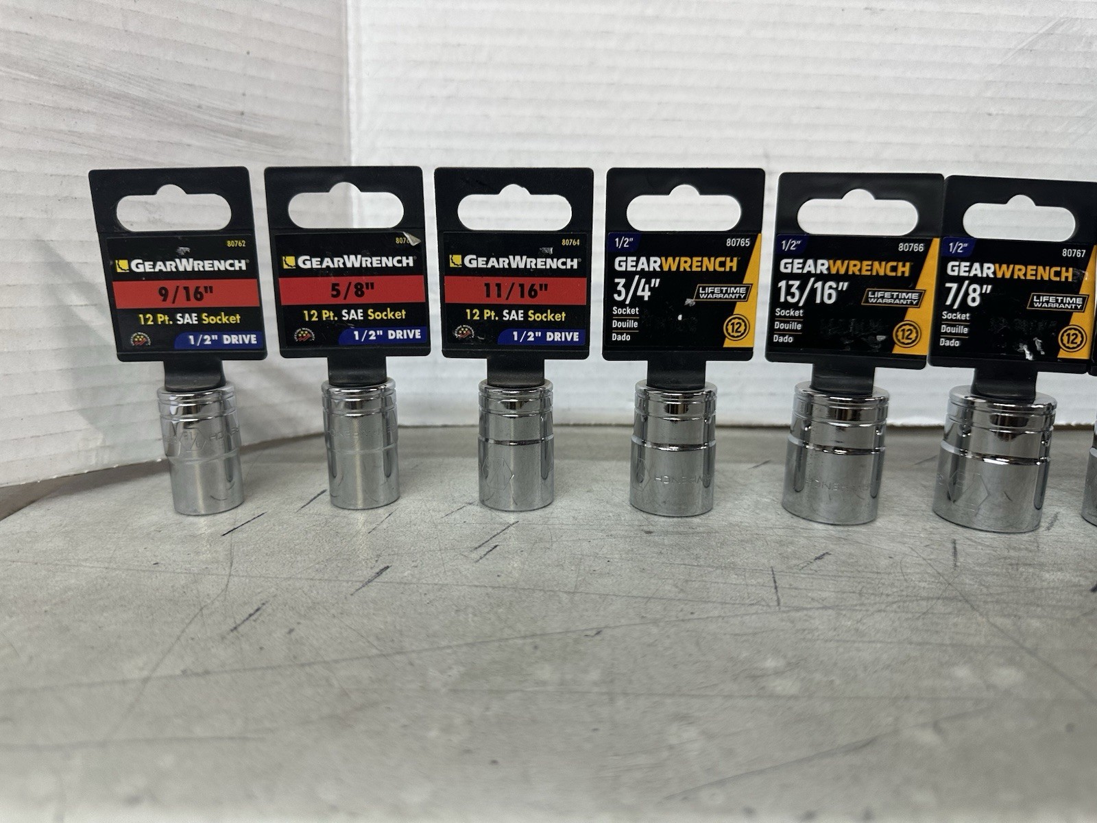 NEW GearWrench 1/2” 12pt. Socket 13pc. 9/16” – 1-1/2” Size And PN In Descrip.
