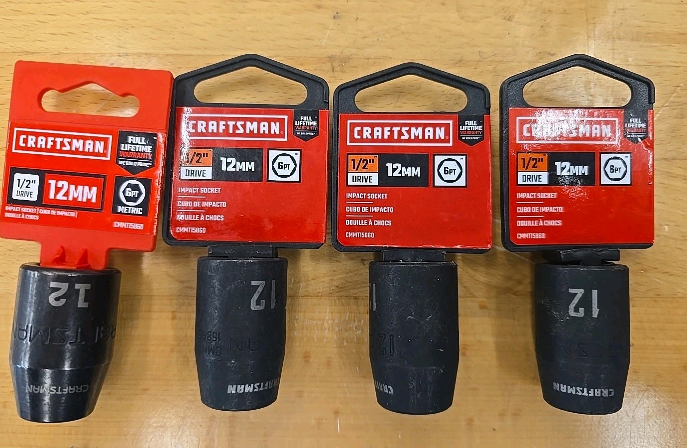 Lot Of 4 1/2 Drive Craftsman 12mm Impact Socket Cone Tip Lifetime Warranty New