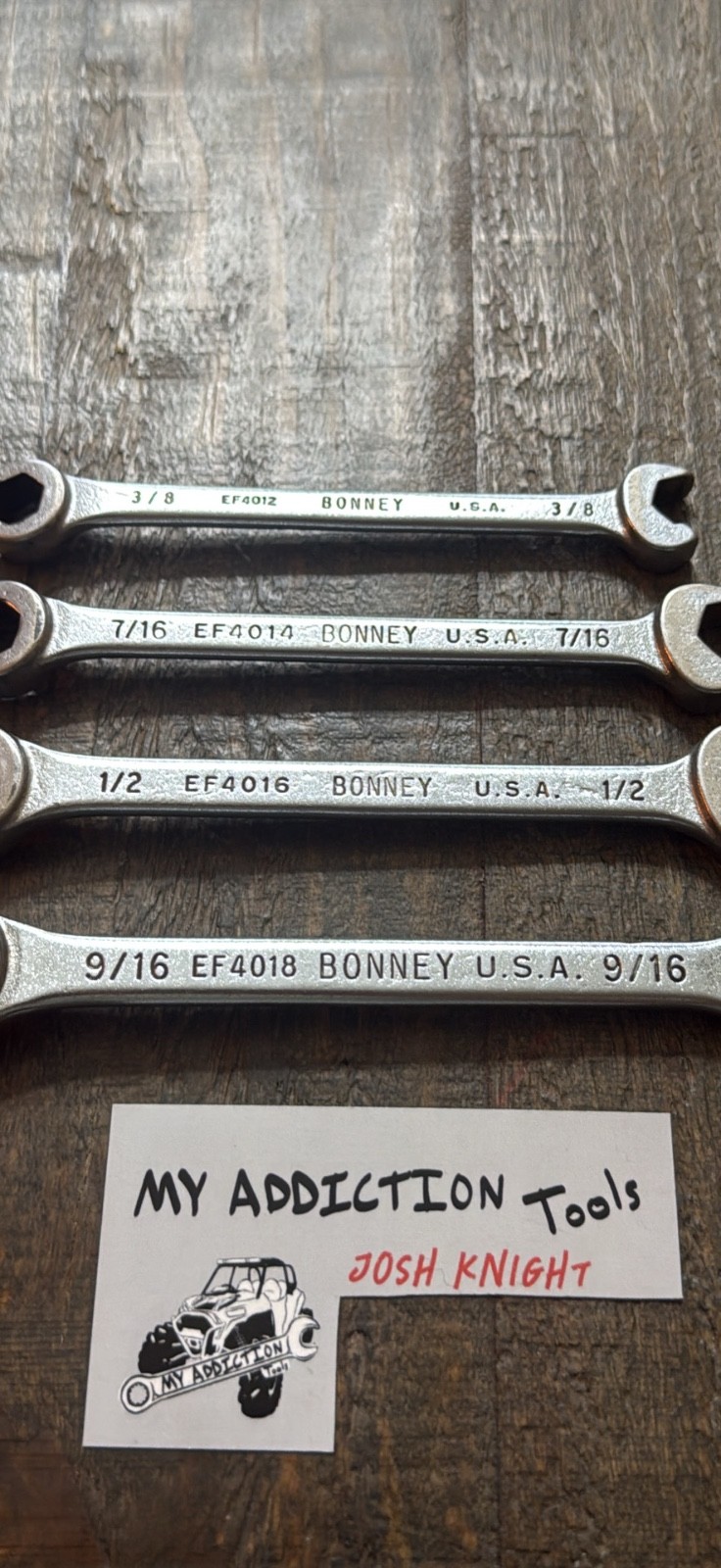 Bonney vintage USA line speed wrench 4 piece SAE set