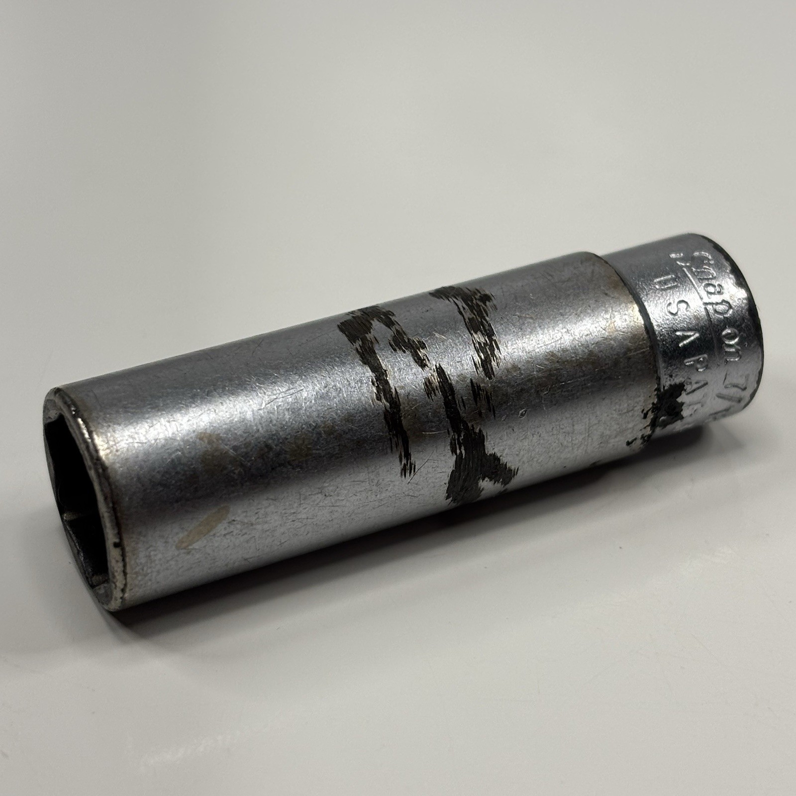 Snap On Tools STM14 1/4 Dr 6Pt SAE 7/16 Flank Dr Deep Chrome Socket VTG USA