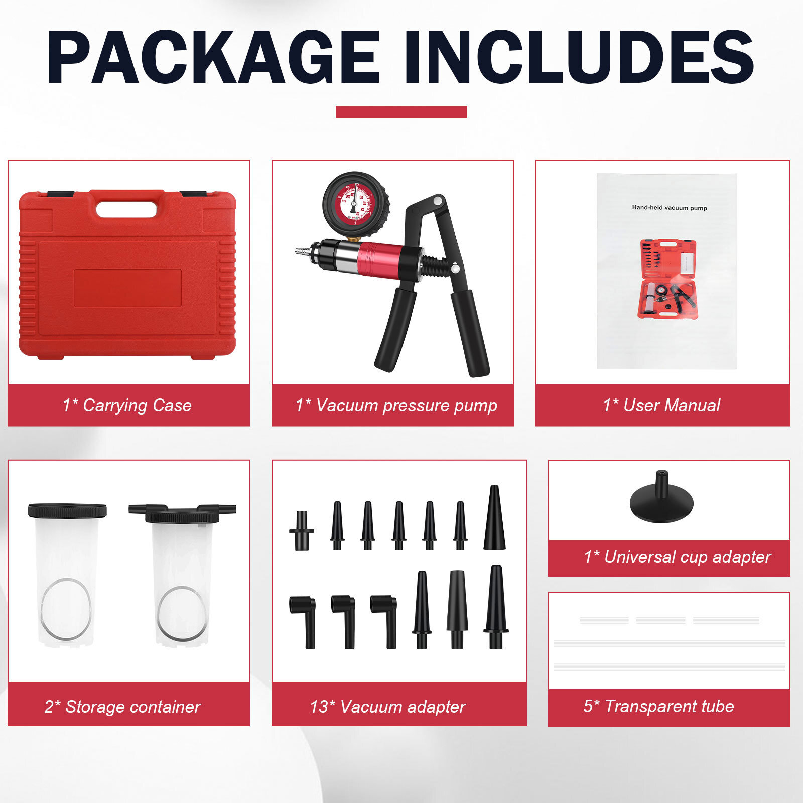 24PCS Hand Held Vacuum and Pressure Pump Brake Clutch Fluid Bleeder Tool Kit Set