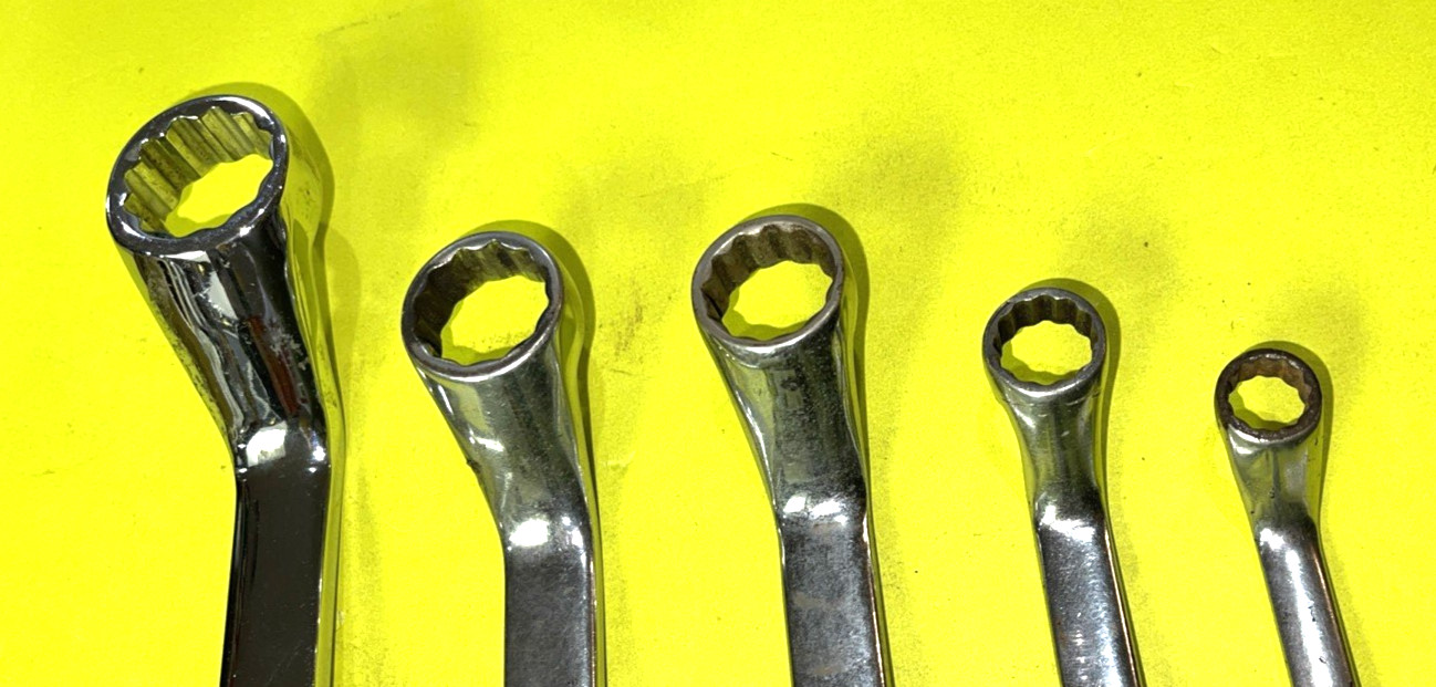 SNAP-ON TOOLS 5 PIECE SAE. DEEP OFF-SET BOX-END WRENCH SET 3/8 TO 15/16