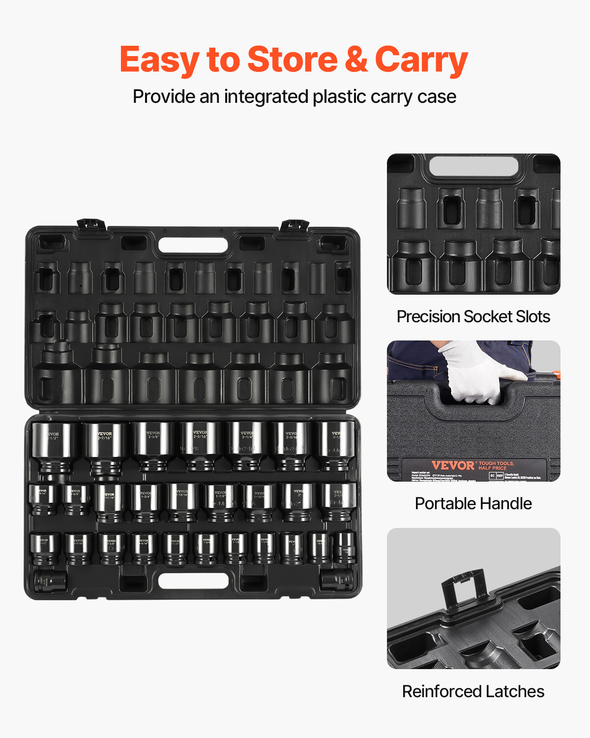 Impact Socket Set 29 PCs 3/4″ Drive 6 Point SAE Master 3/4 inch – 2-1/2 inch