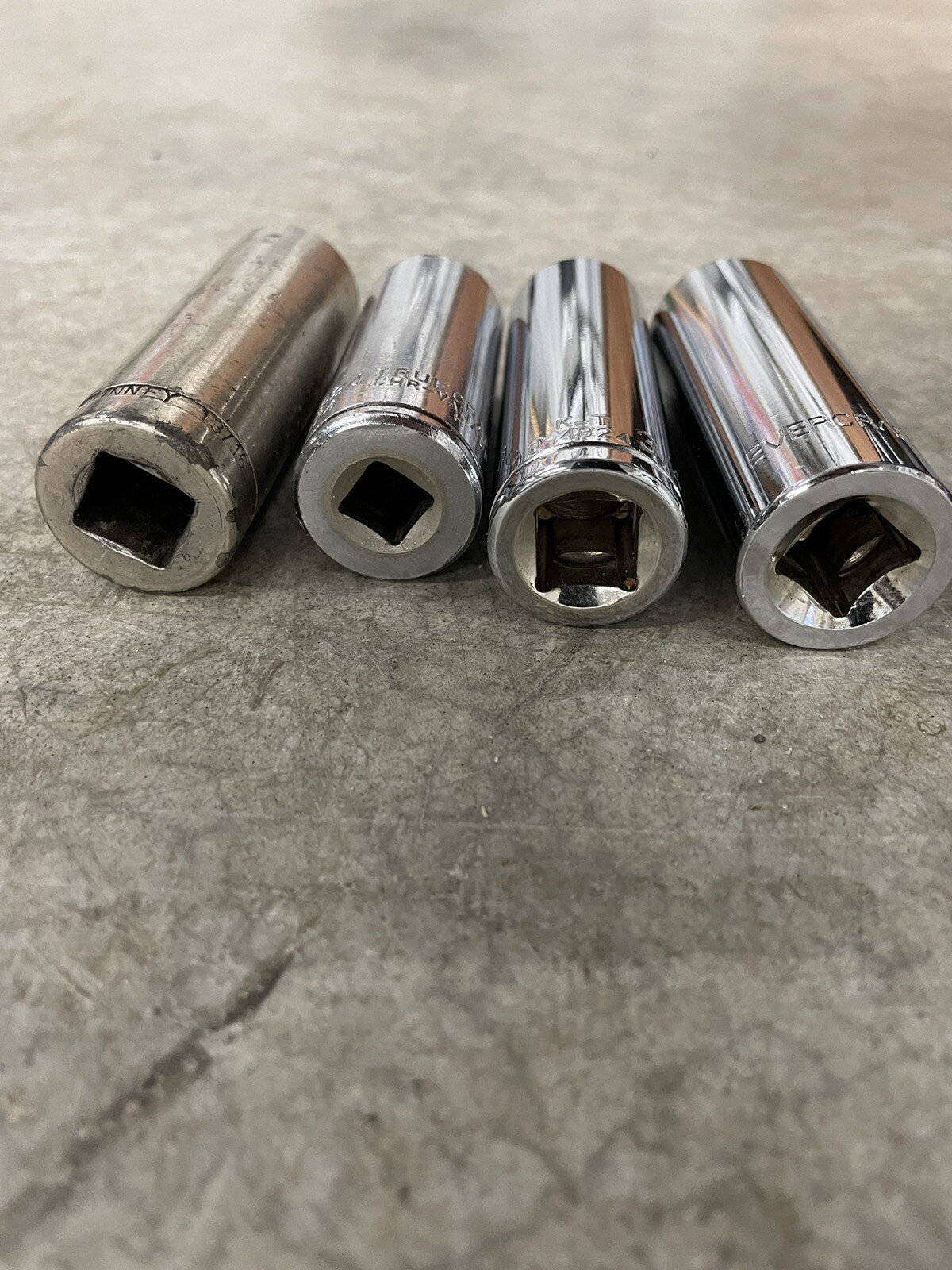 FT1 Lot Of Deep Sockets K-T Bonney Evercraft Truecraft 1/2 “ Dr And 3/8 Drive