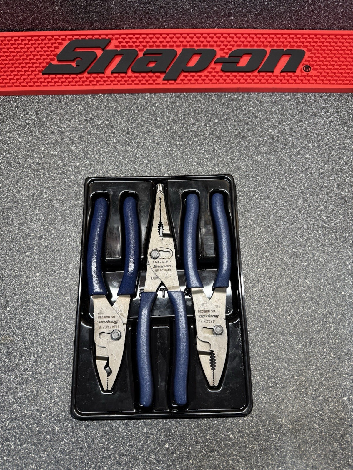 Snap-on PL347ACFMB POWER BLUE 3pc Soft Grip Slip Joint Pliers Set USA
