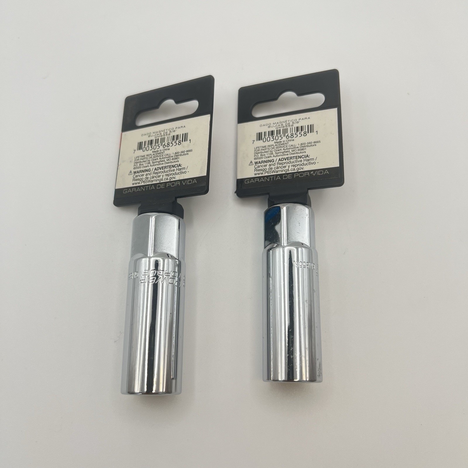 Power Torque 2pc 5/8″ Magnetic Spark Plug Socket 6-Point 3/8″ Drive GM8558 NOS