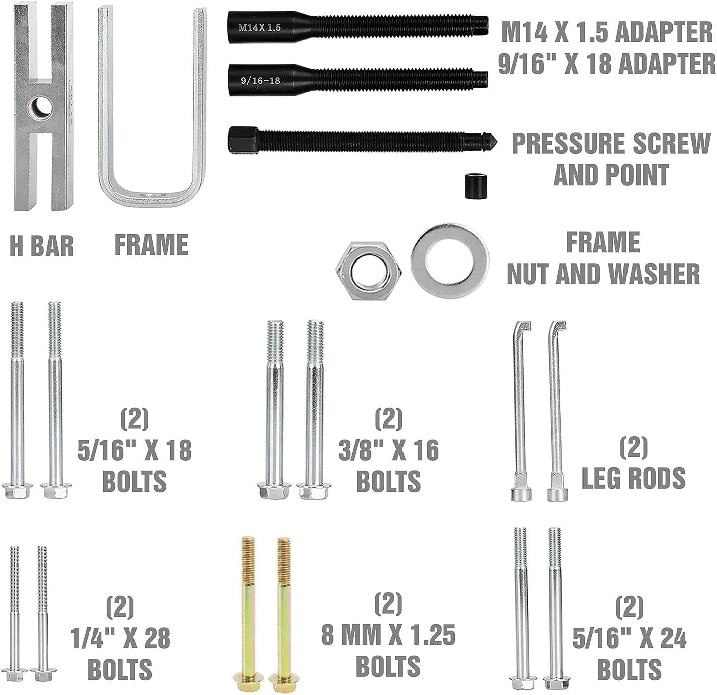 20Pc Steering Wheel Puller Set for All Major Makes and Automobiles