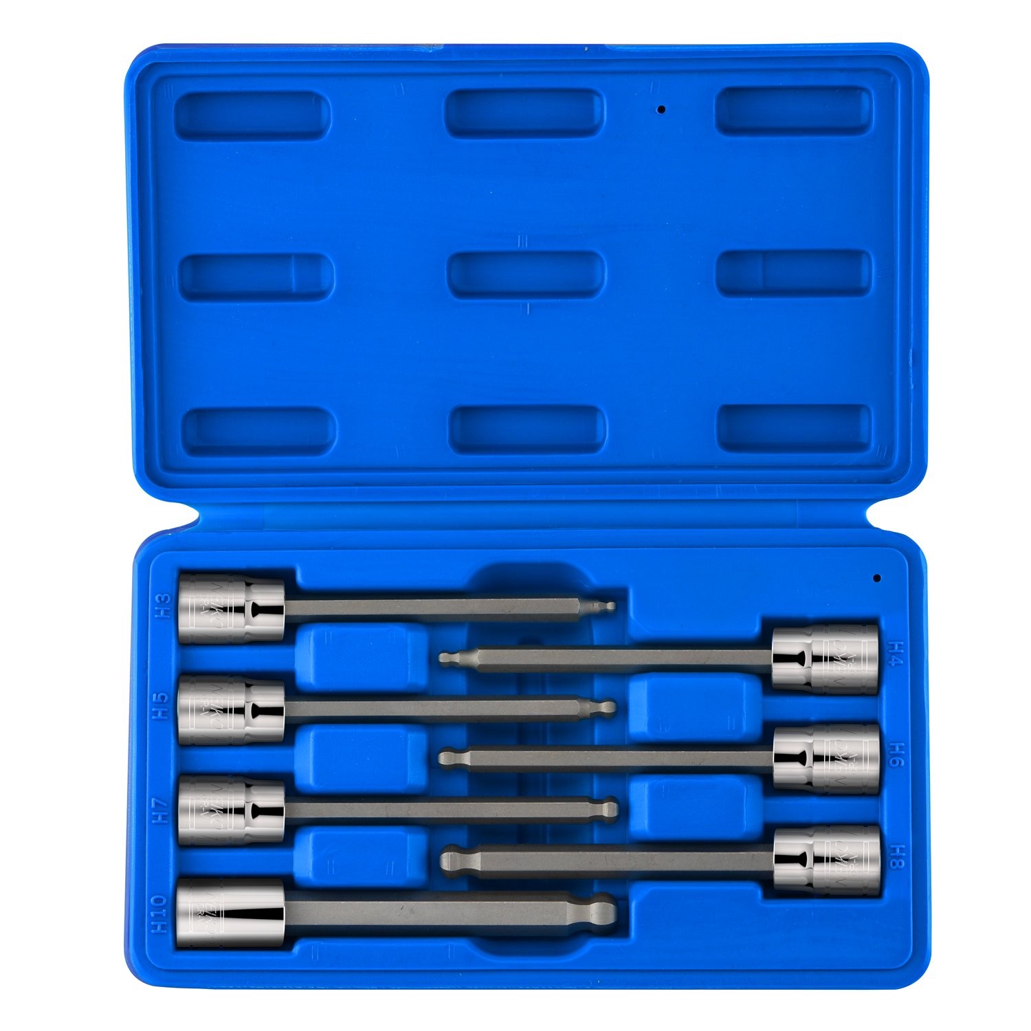 10243A 3/8-Inch-Drive Extra-Long Ball-End Hex-Bit Socket Set Metric Sockets 3/8″