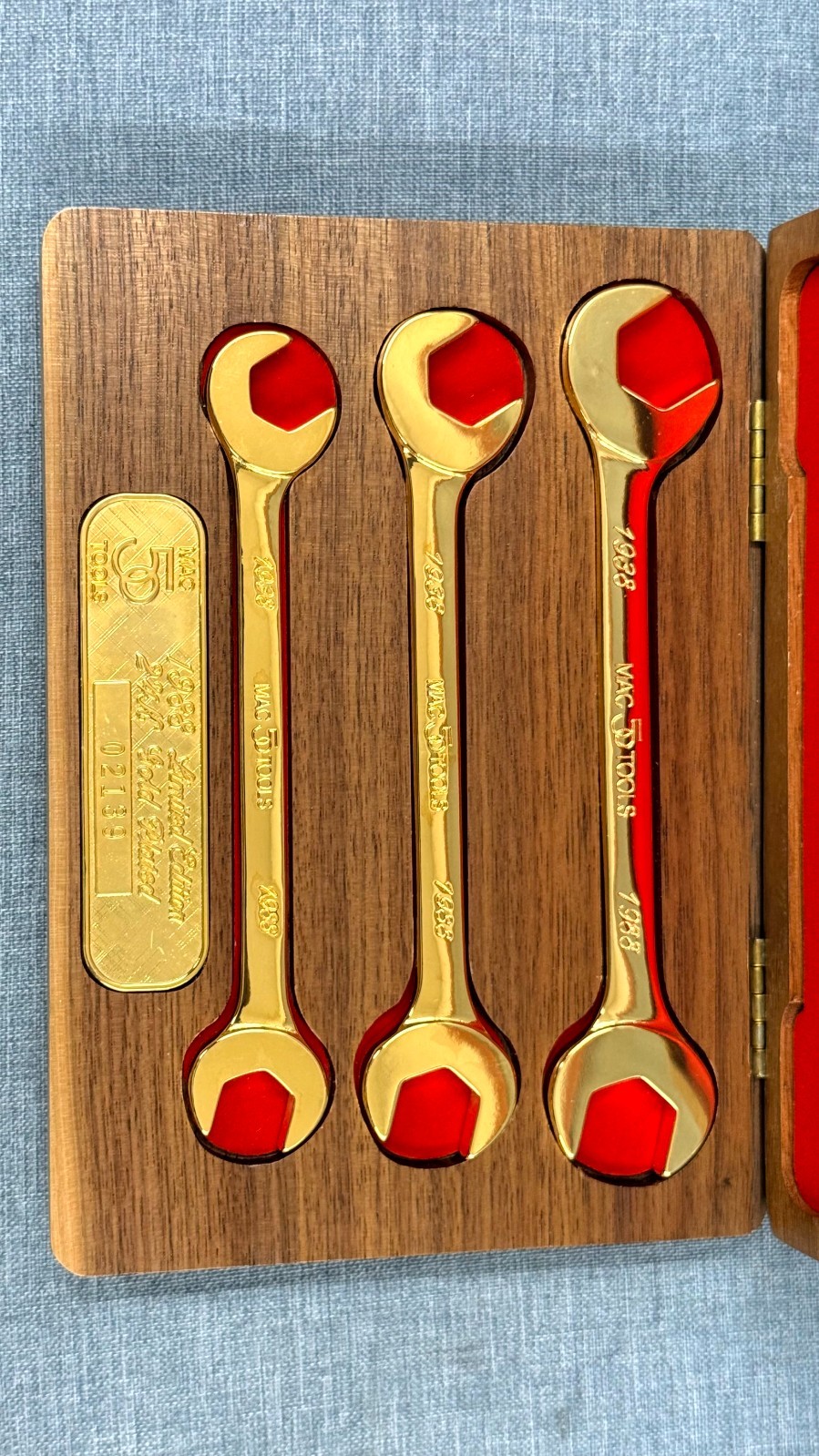 MAC 50 Years 24K Gold Plated Offset Wrench Set 1988 Set #02139