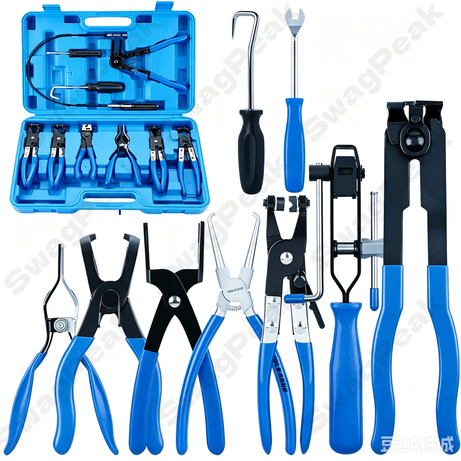 Hose Clamp Clip Remover Pliers Wire Long Reach Kit Fuel Oil Water Hose Tool
