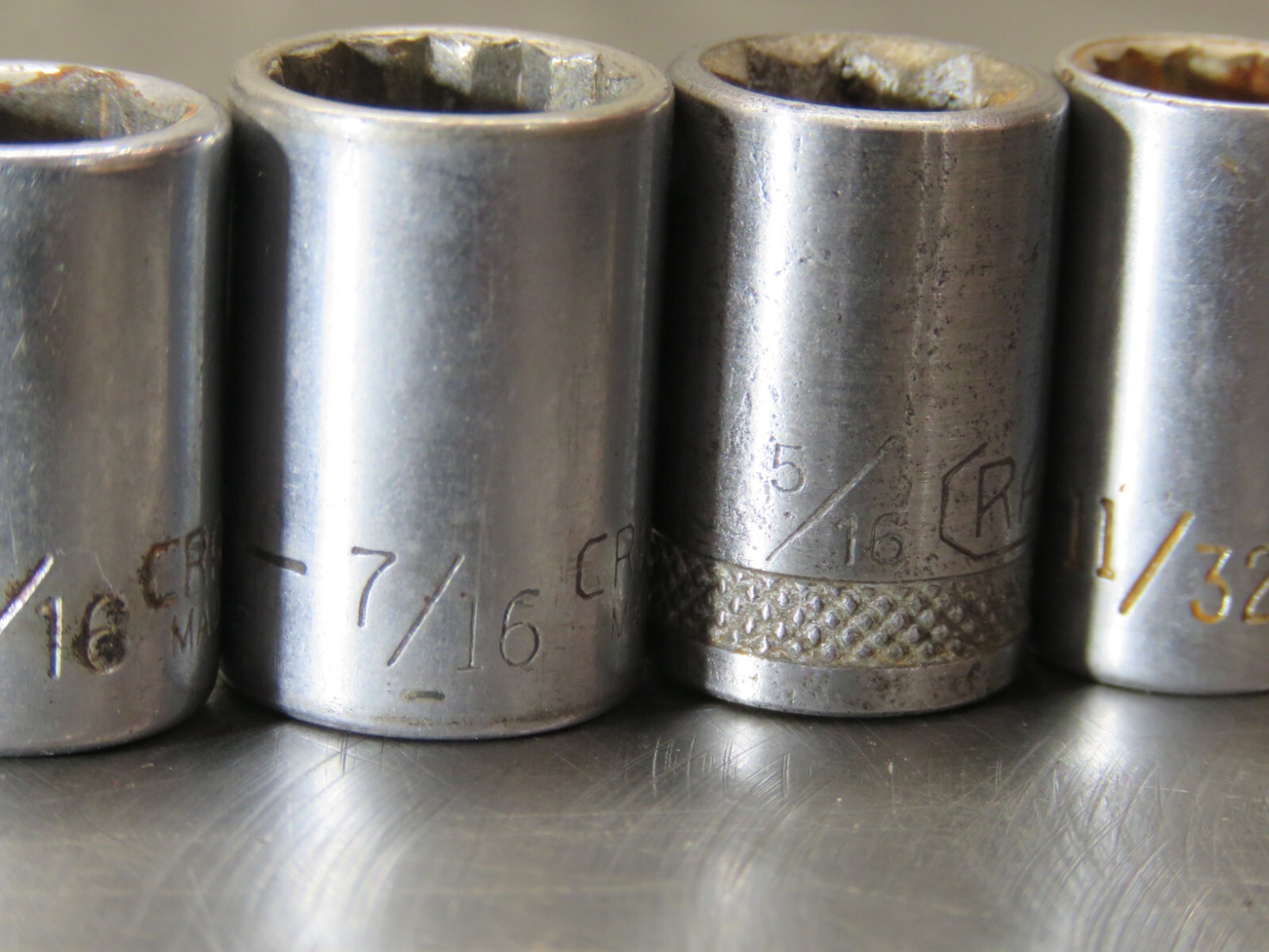 VINTAGE CRAFTSMAN USA 1/4 DRIVE SOCKET SET 1/2 7/16 11/32 5/16 3/16