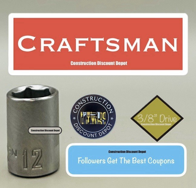Craftsman 6 Point 3/8″ Drive Chrome Shallow 12MM Socket CMMT43544 12 mm