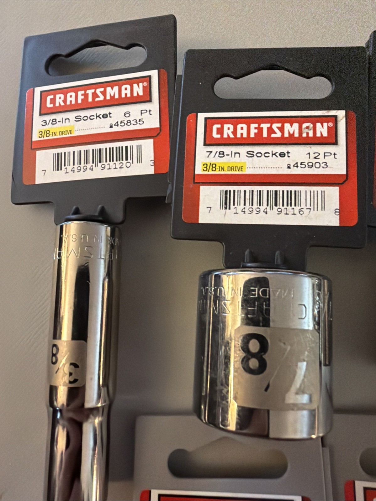 6 Craftsman Easy-Read 3/8Drive 1X-3/deep-45835 1X-7/8-45903 2X 5/8-34636 2X 6MM
