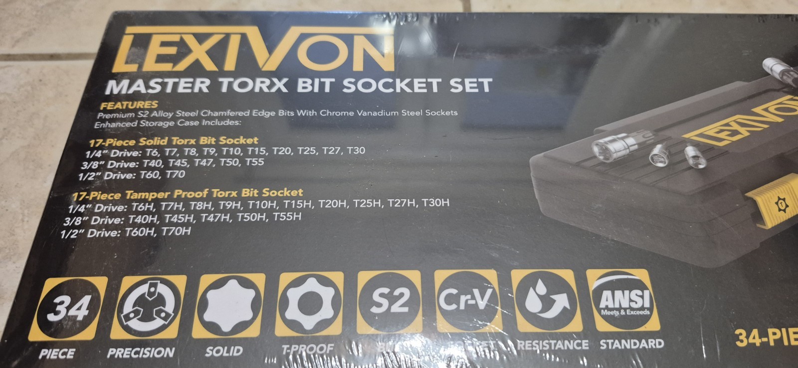 LEXIVON Complete 34pc Master TORX Bit Socket Set, Premium S2 Alloy Steel w/ Case