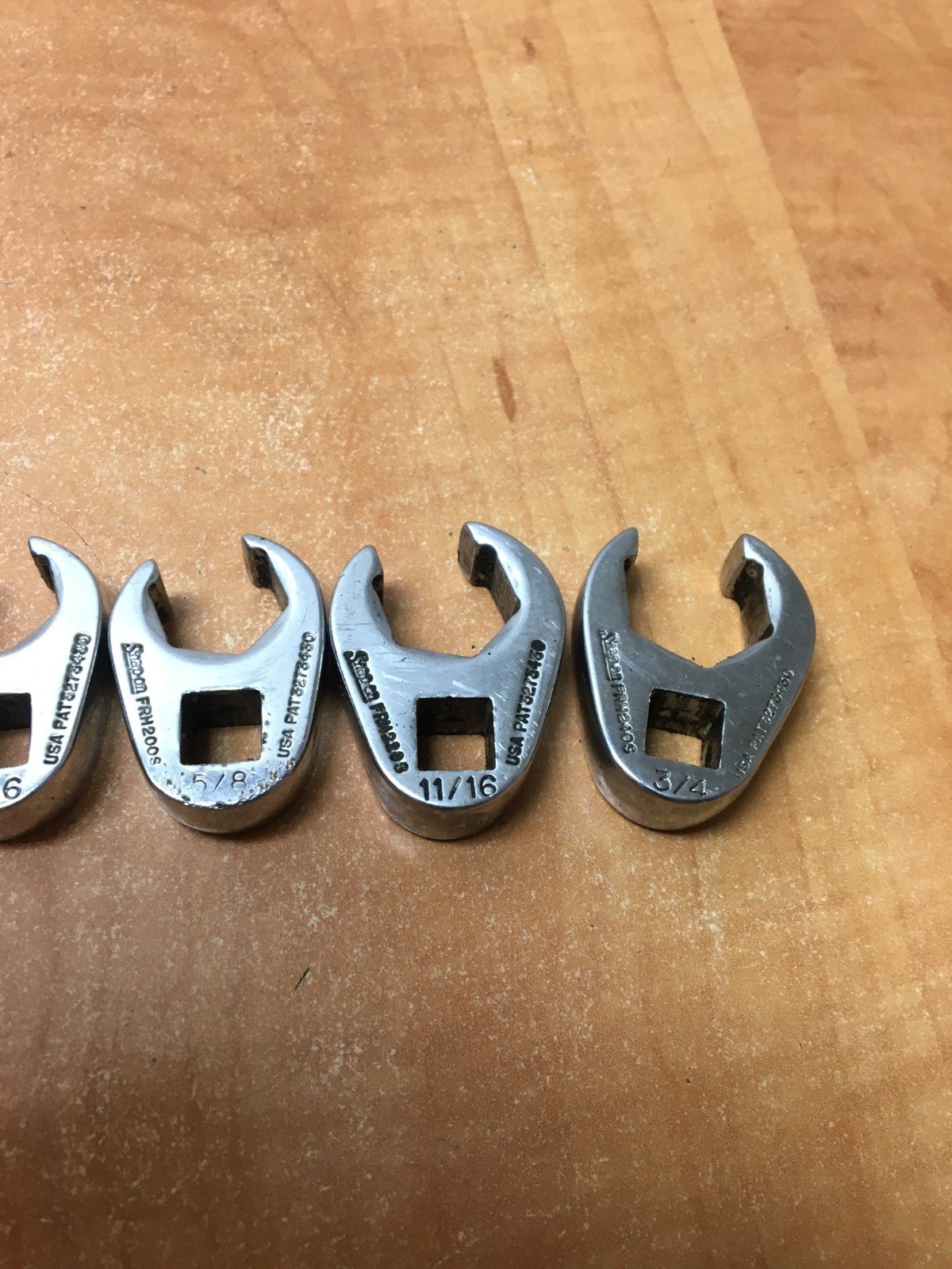 Vintage Snap On 7 Pc. Crowfoot Flare Nut Set 207S-FRH 3/8 Drive 3/8-3/4 COMPLETE
