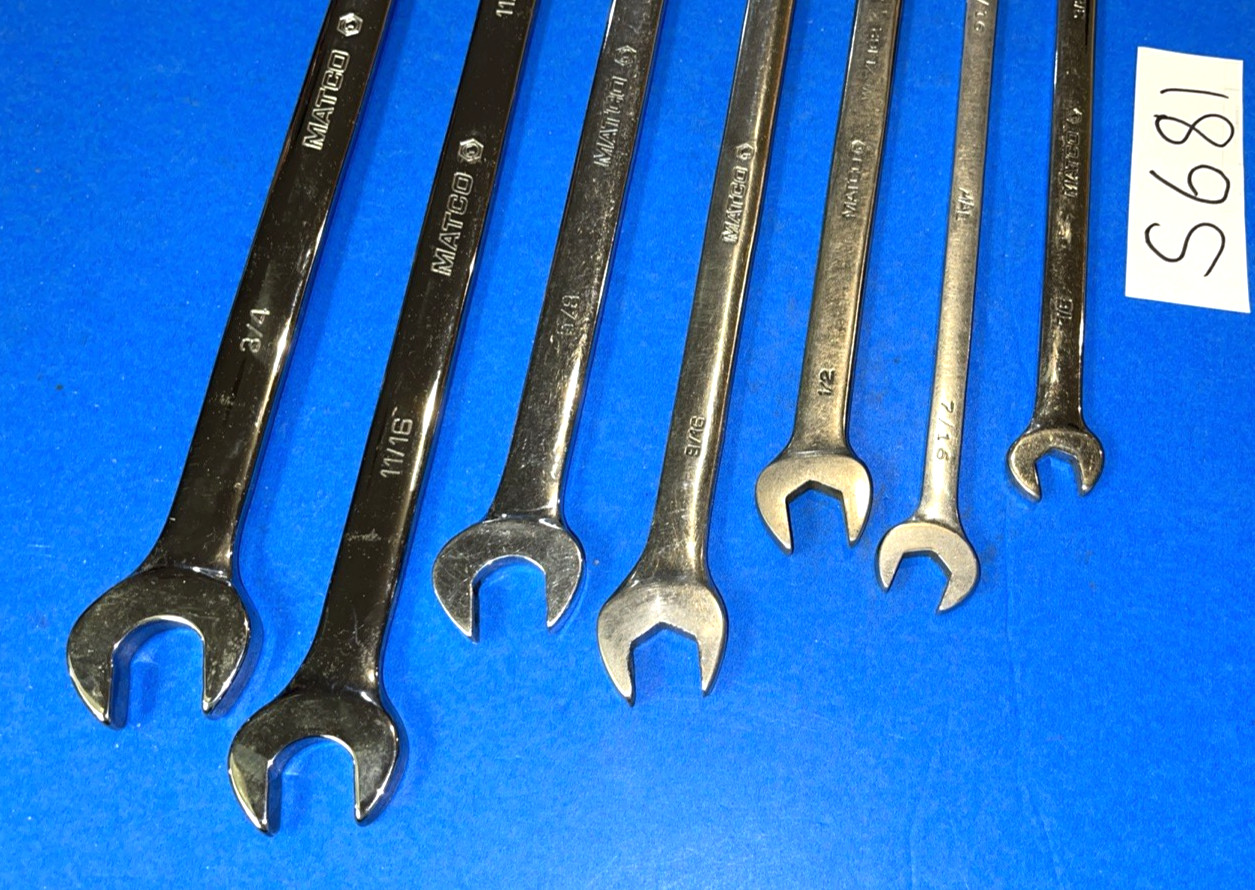 MATCO TOOLS 7 PIECE SAE COMBINATION EXTRA LONG 12 POINT WRENCH SET 3/8 TO 3/4