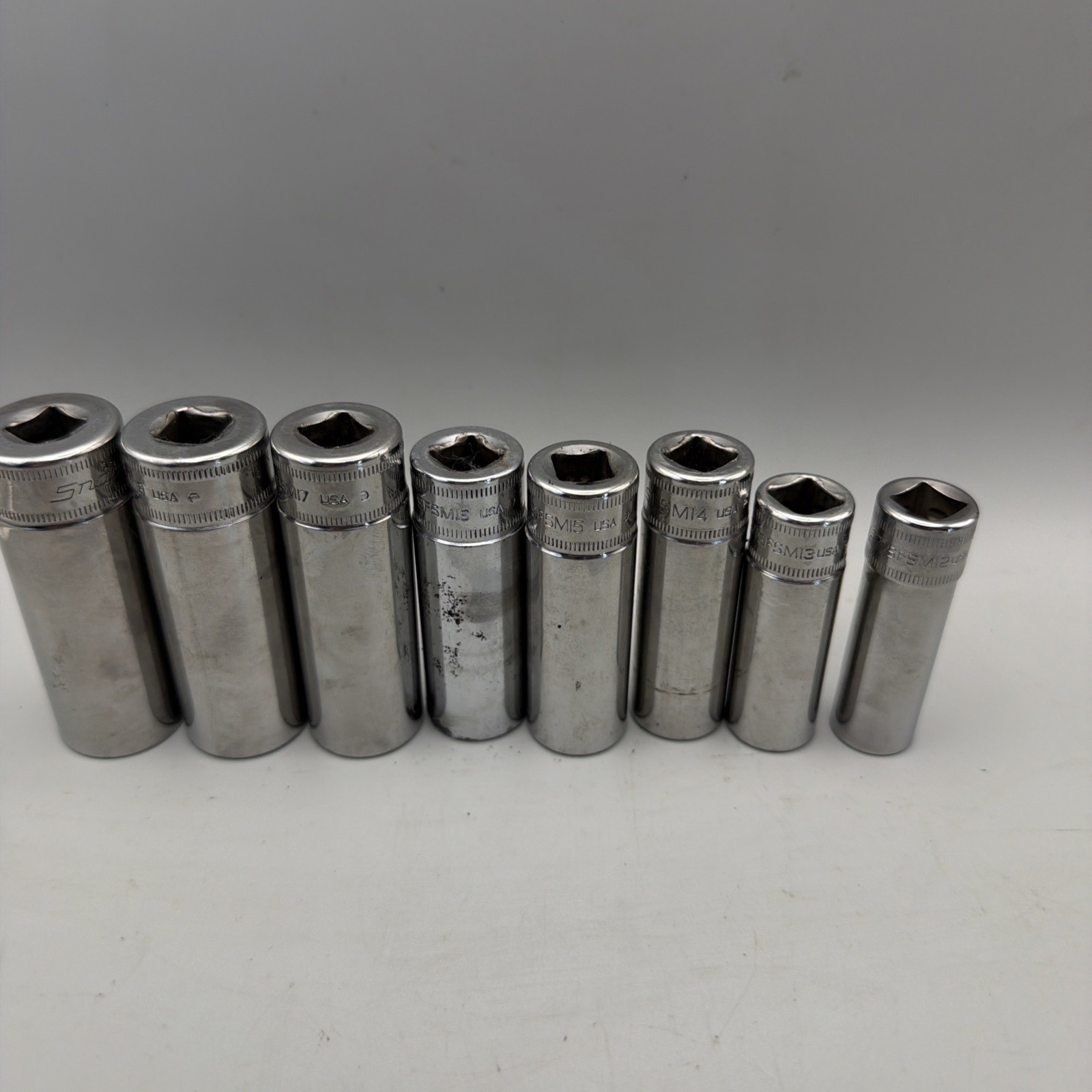 Snap-on 3/8″ Drive 6-Point Metric Deep Socket Set, 8 Piece, 12mm-19mm, SFS
