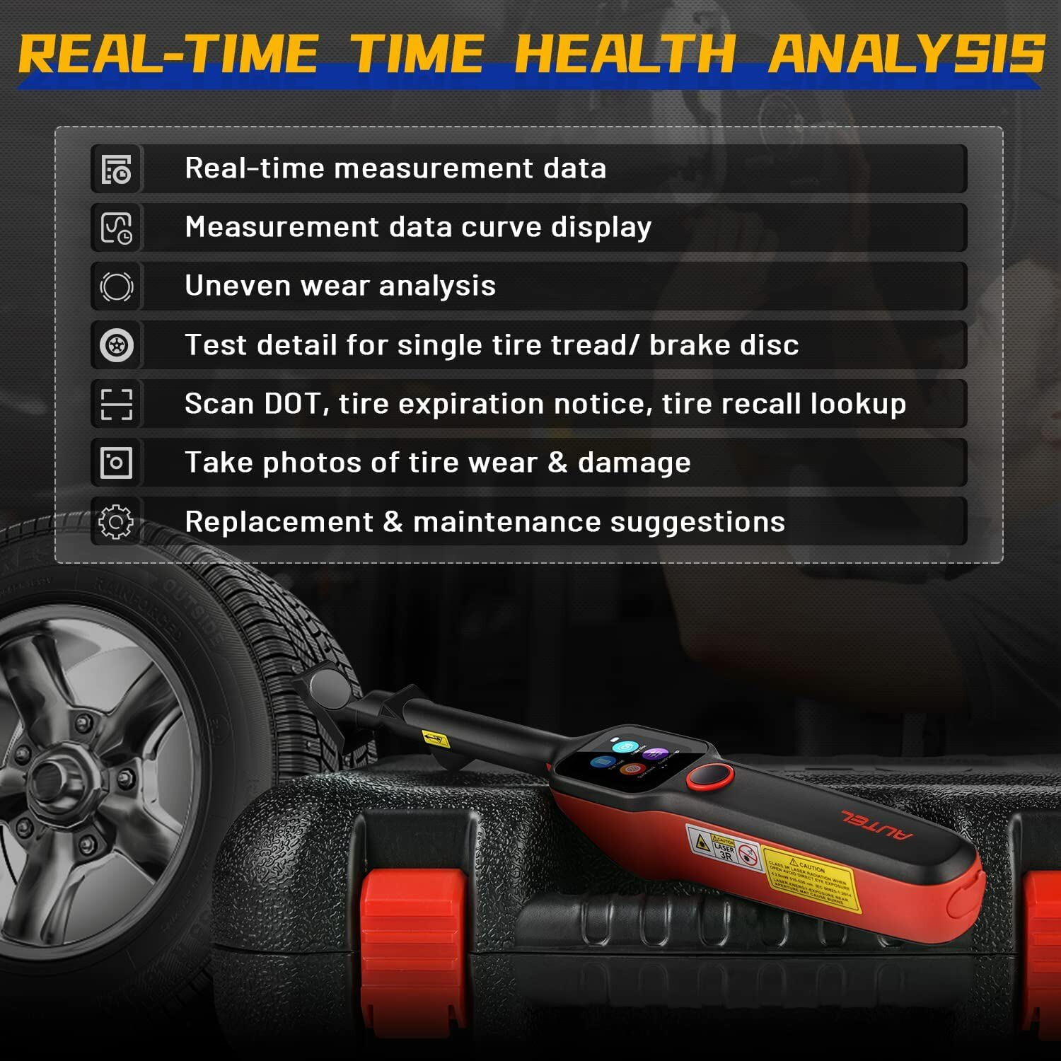 Autel MaxiTPMS TBE200 Laser Tire Tread Depth & Brake Disc Wear Examiner tool