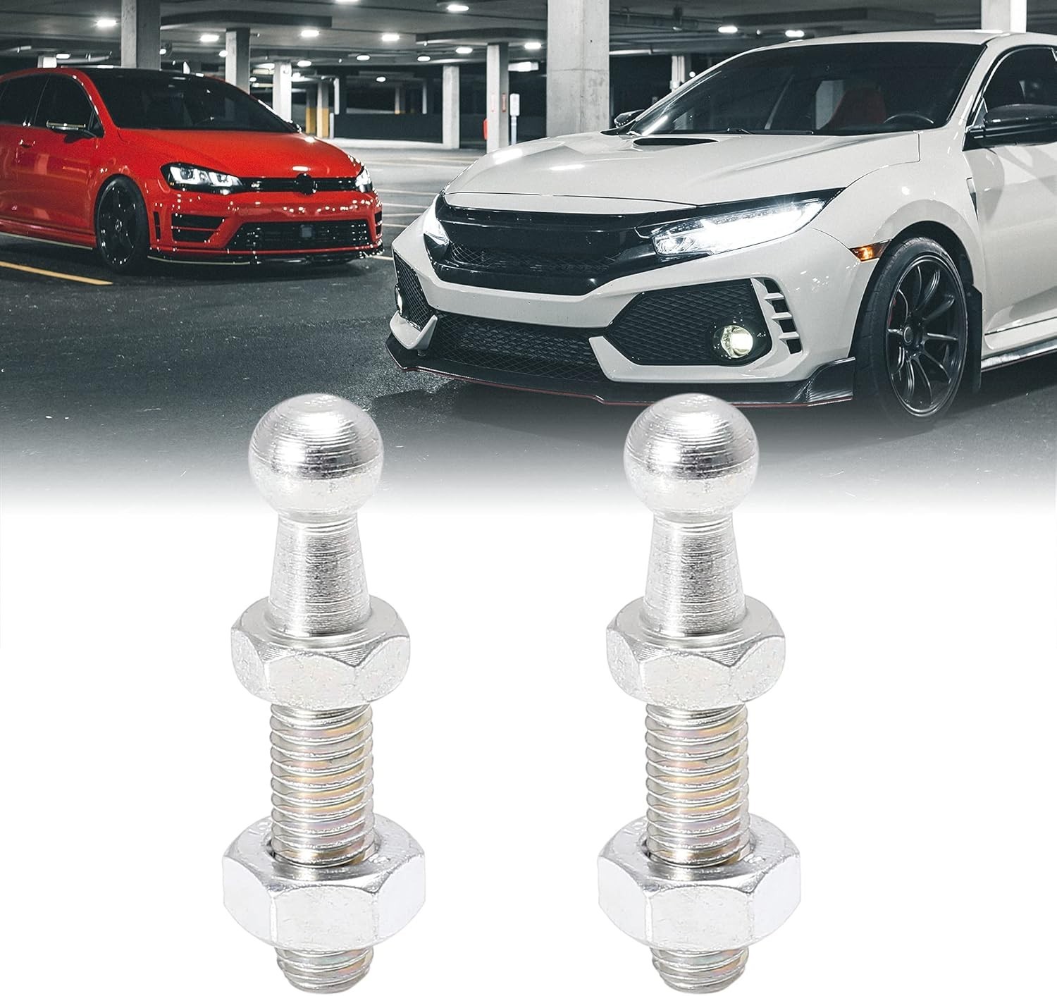Silver Tone M8x25mm Gas Strut Ball Studs – Ideal for Bonnet Lifters – 2 Pack
