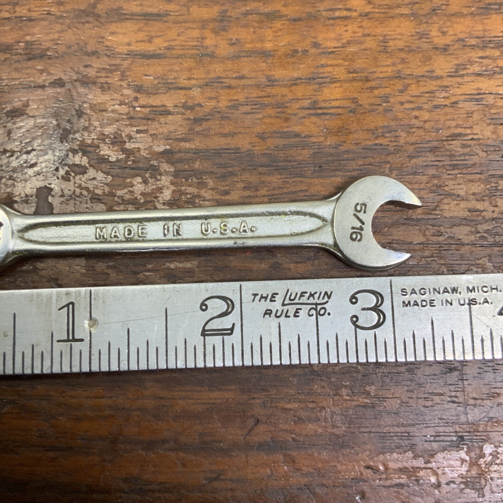 Vintage Indestro USA P20 5/16 In X 1/4 In Midget SAE Open End Wrench Miniature