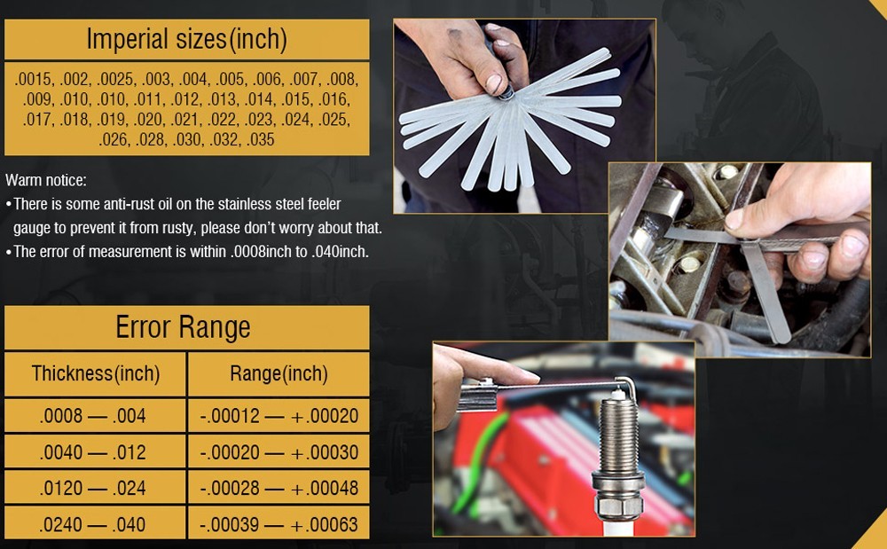 32 Blade Feeler Gauge Set Dual Reading Metric SAE Gap Measuring Tool for Engine
