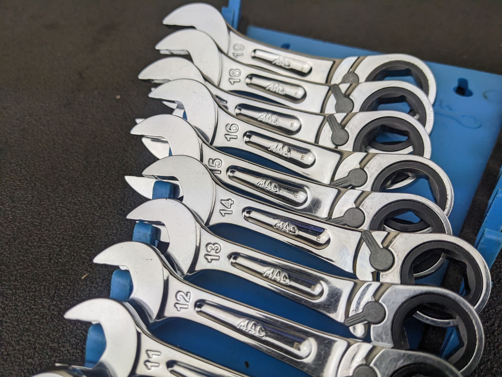 #bo789 Mac Tools SRWMS146PT 14pc Metric 6 Point Stubby Ratcheting Wrench Set