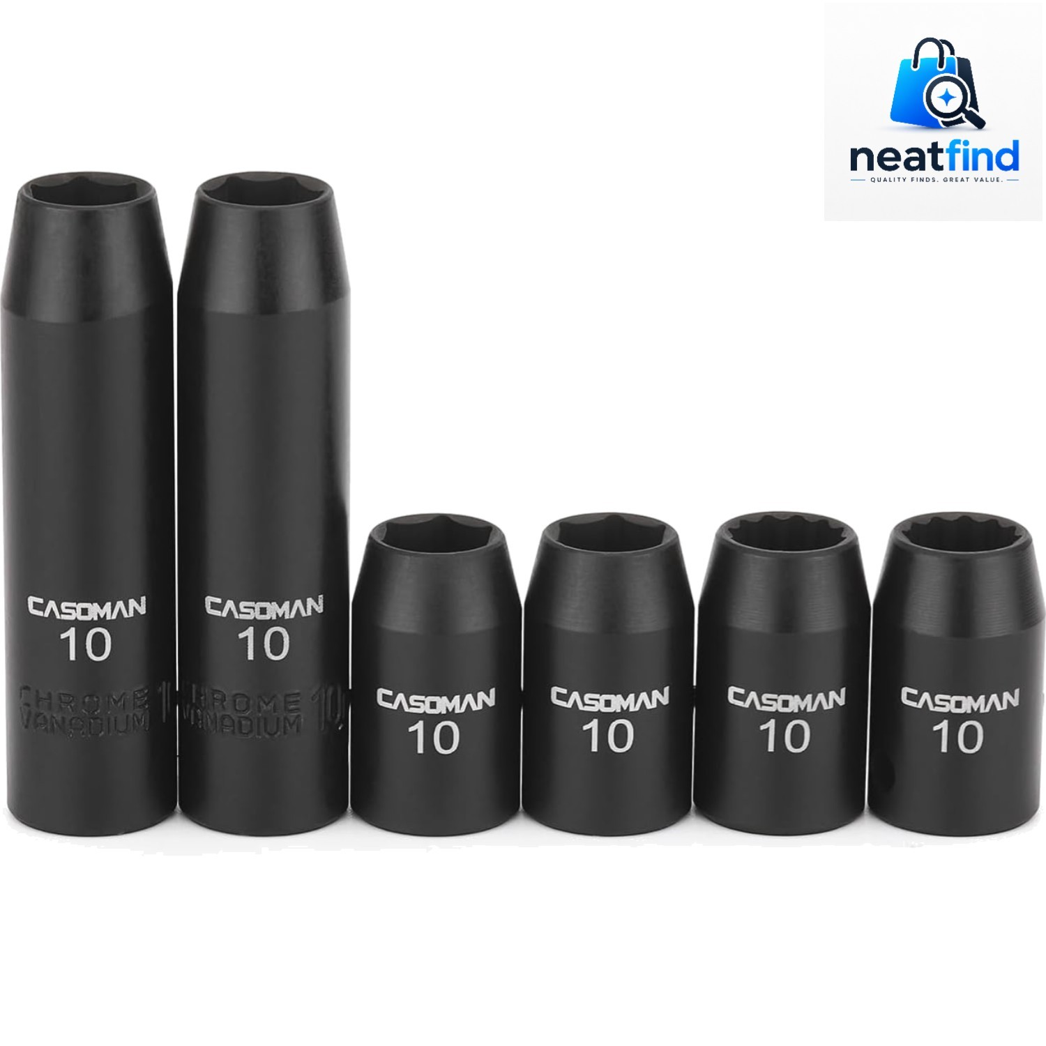 6 Pieces 3/8-Inch Drive Impact Socket Set-10mm, Deep & Shallow, Metric, 6 Poi…