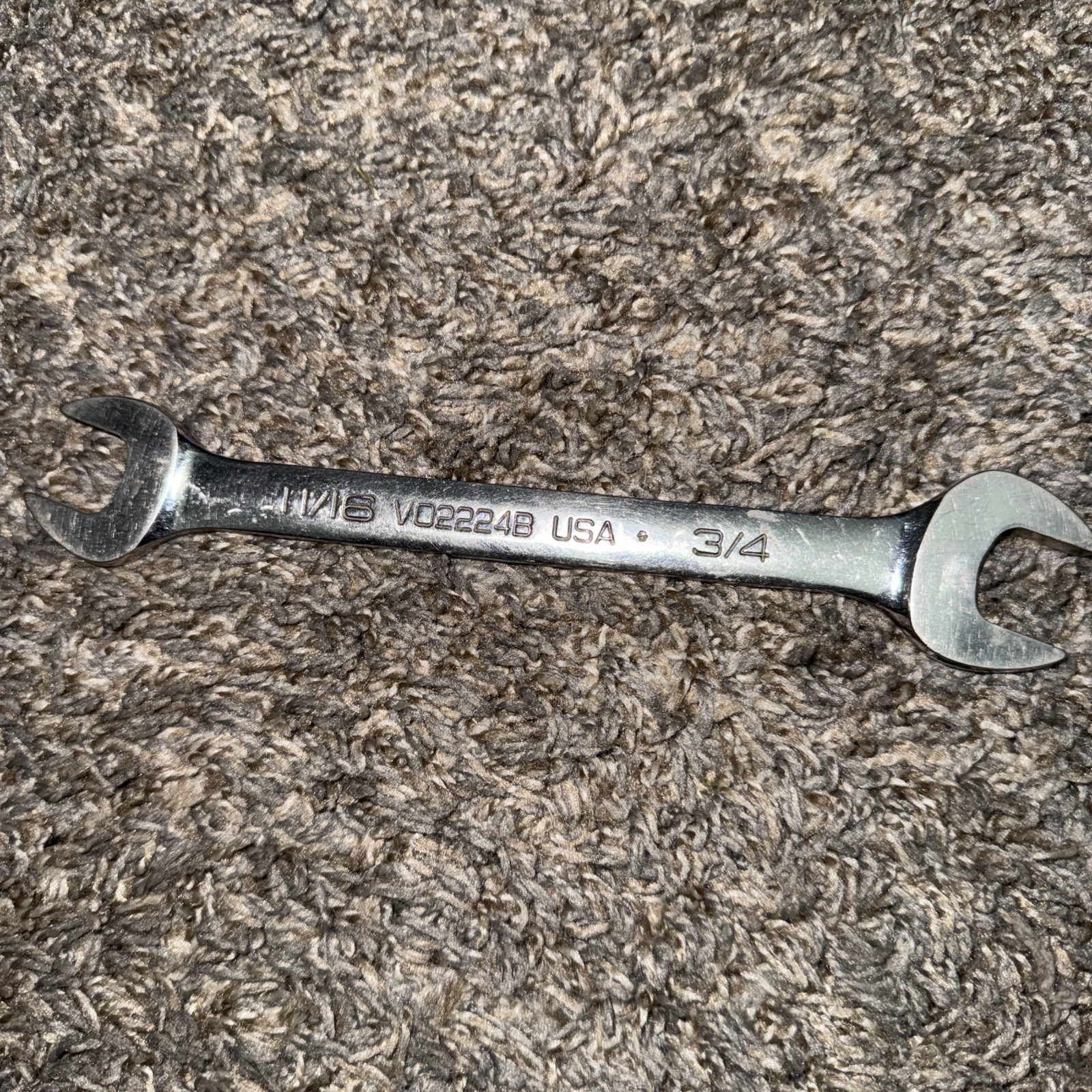 USA Snap-On SAE Double Open End Wrench 11/16″ x 3/4″ VO2224B