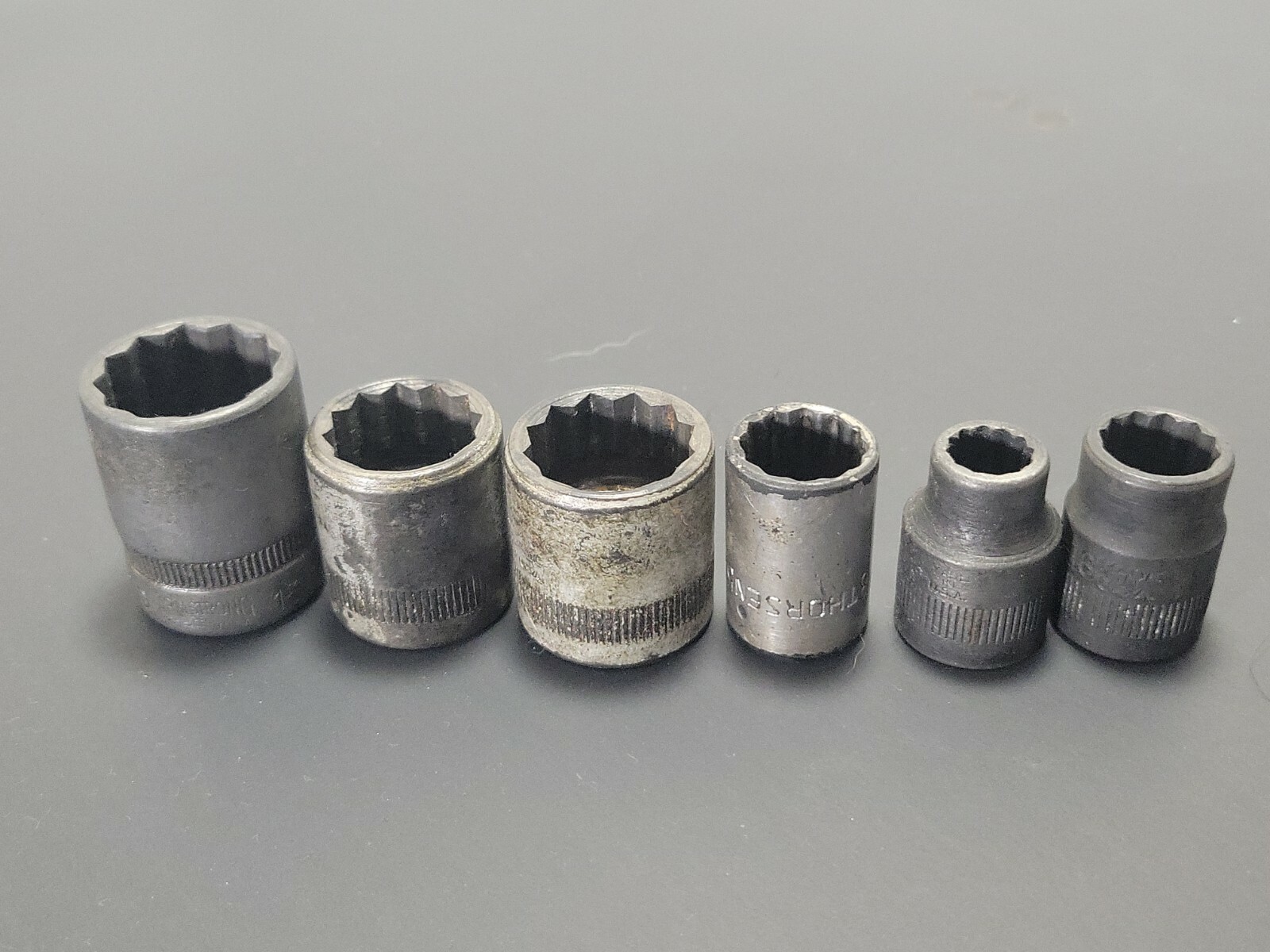 Lot of 6 Sockets 15/16″ 7/16″ 13/16″ 9/16″ 7/8″ 5/8″ SAE 1/2″ Drive 12 Point