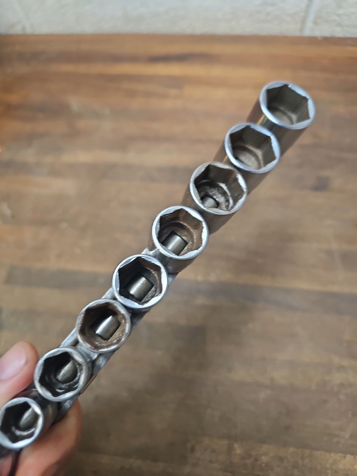 F76- Snap-On [FS081-FS281] 11-Pc. 1/4″-7/8″ 3/8″-Dr 6-Point Shallow Socket Set