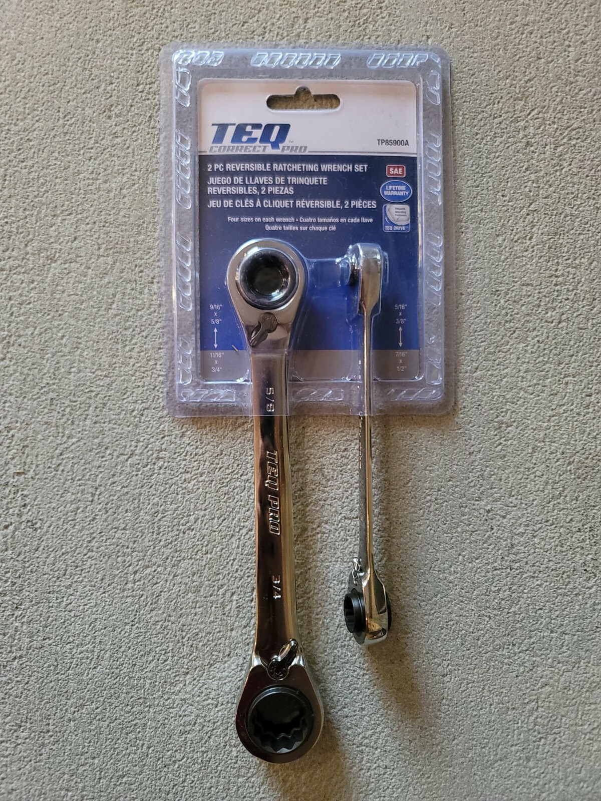 TEQ Correct Professional ● 2 PC Reversible Ratcheting Wrench Set – SAE TP85900A