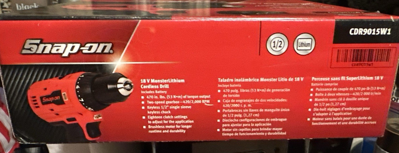Snapon CDR9015W1 MonsterLithium 1/2” Drive 18v Lithium Hammer Drill W/ Battery