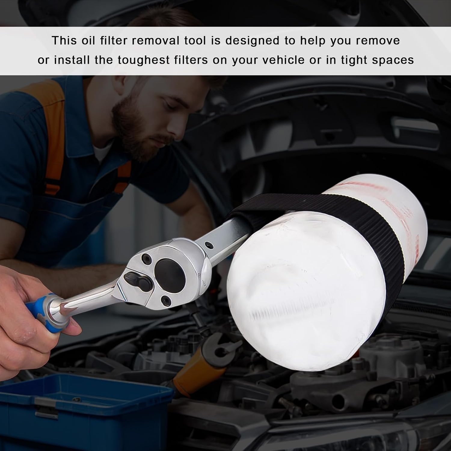 ZIMISI Nylon Strap Oil Filter Wrench, 1/2″ Drive Strap Wrench, Heavy Duty Oil Fi