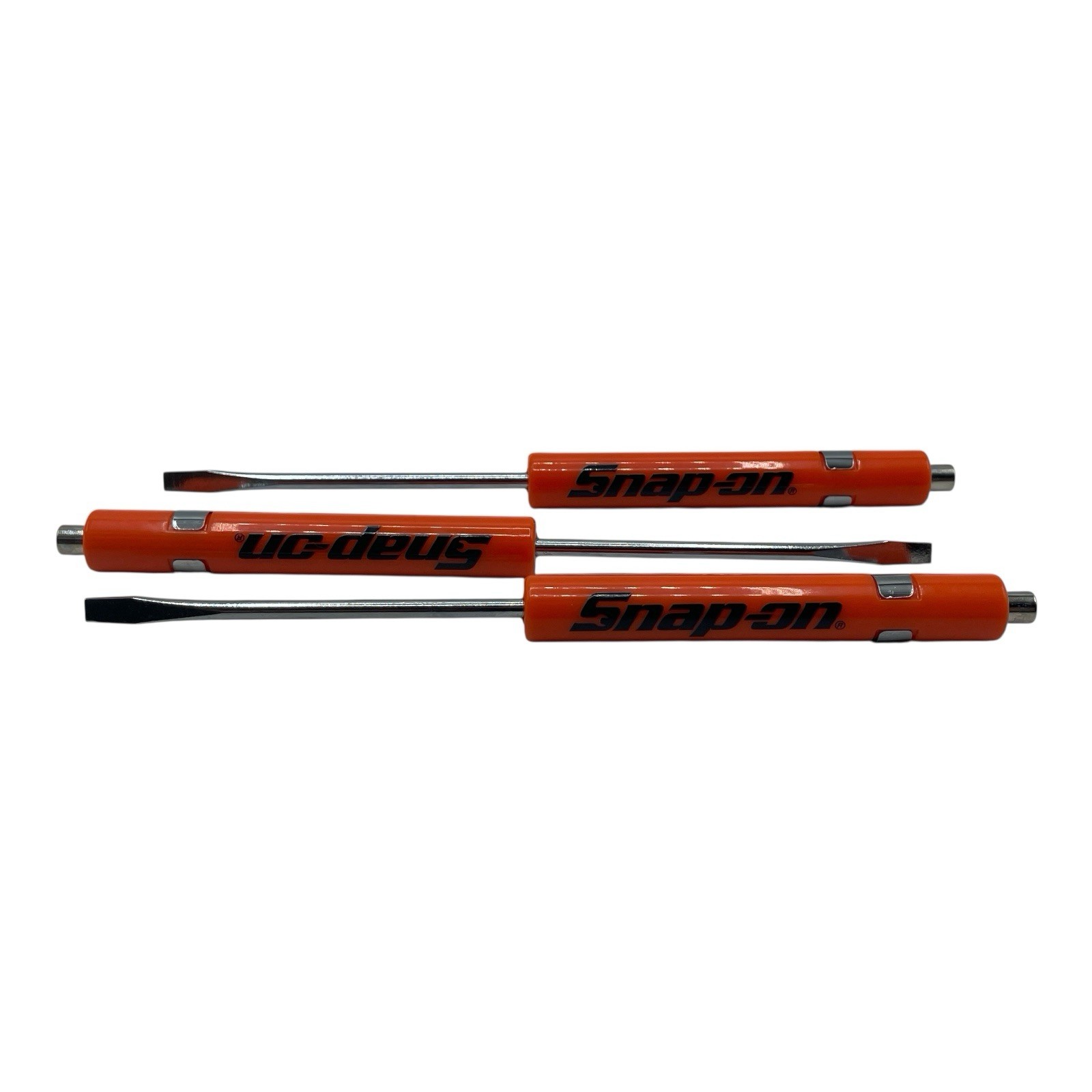 3 Pack Snap On Orange Pocket Screwdriver Flat Tip Blade and Magnetic End