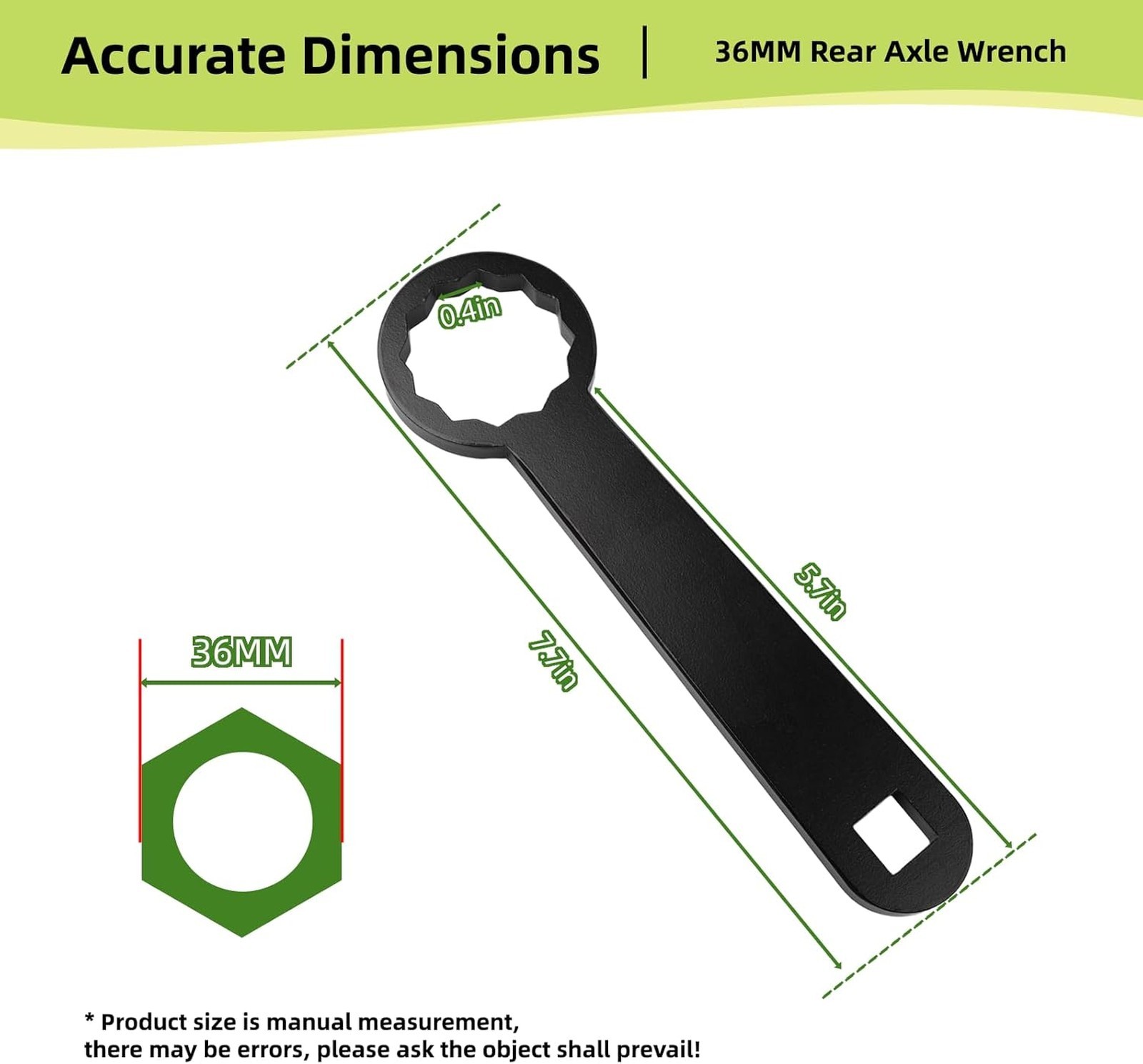 Rear Axle Wrench 36mm Steel 1/2 Inch Square Drive Compatible with Harley Bikes